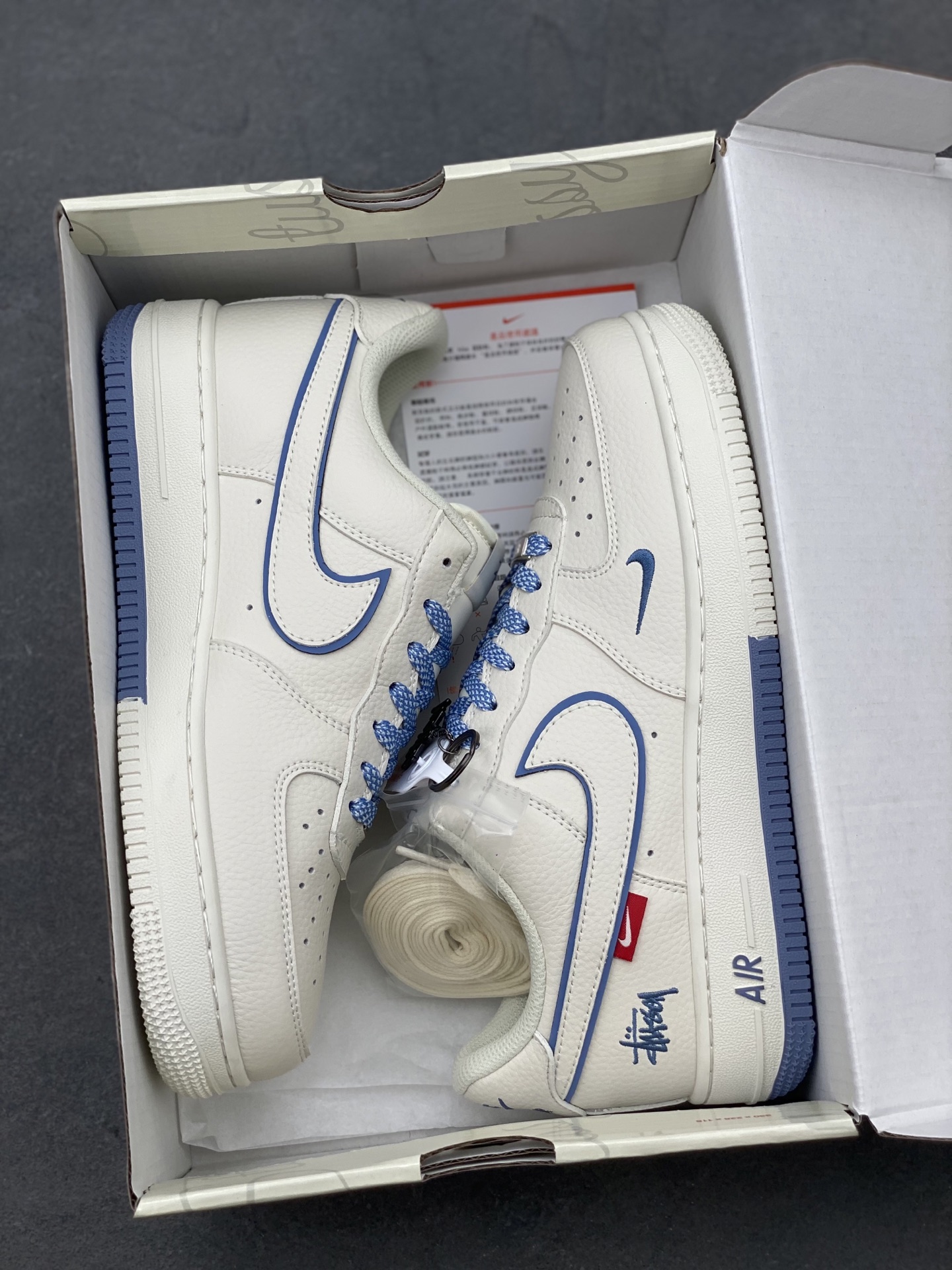 Nike Air Force 1 '07 Low Stussy Collab Cream/Blue Sneakers - Limited Edition 10 i1749846215784 8028 0 8