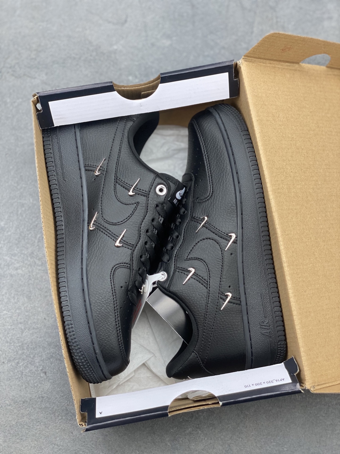 Nike Air Force 1 Black Leather Sneakers with Unique Hook Detailing 10 i1750104238099 759 0 8