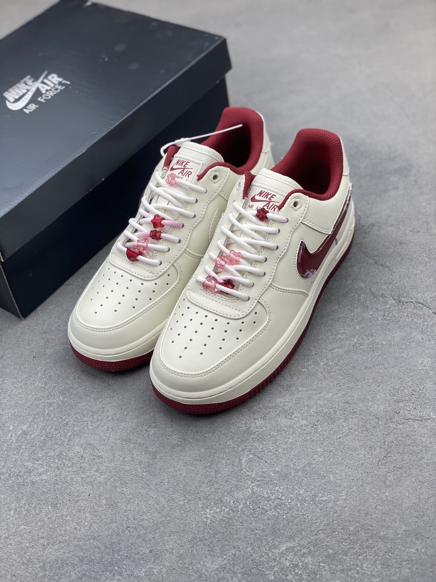 Nike Air Force 1 Low Cream Burgundy Casual Sneakers FZ5068-161 9 i1750190549706 9071 0 7