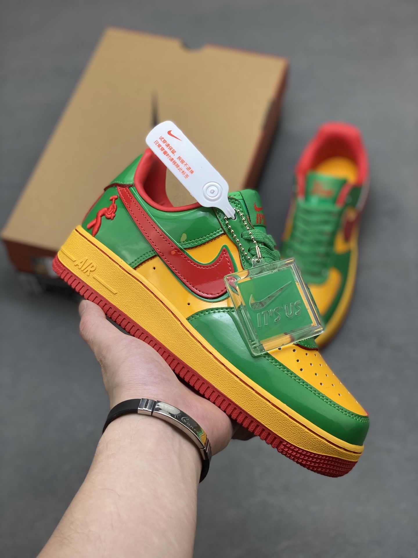 Nike Air Force 1 '07 Low- Green, Red, and Yellow Colorway - Size 36-45