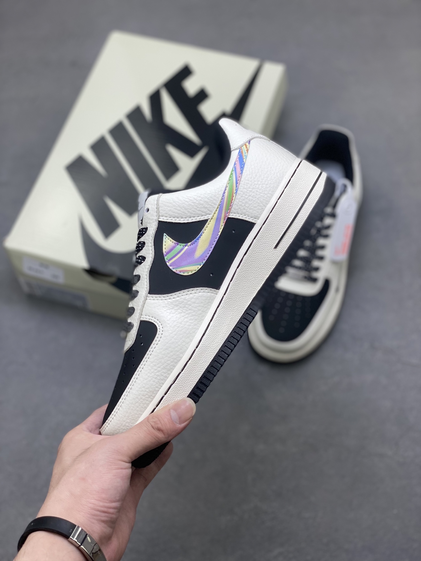 Nike Air Force 1 '07 Low FOD White Grey Iridescent Swoosh Sneakers 4 i1750450427747 5465 0 2