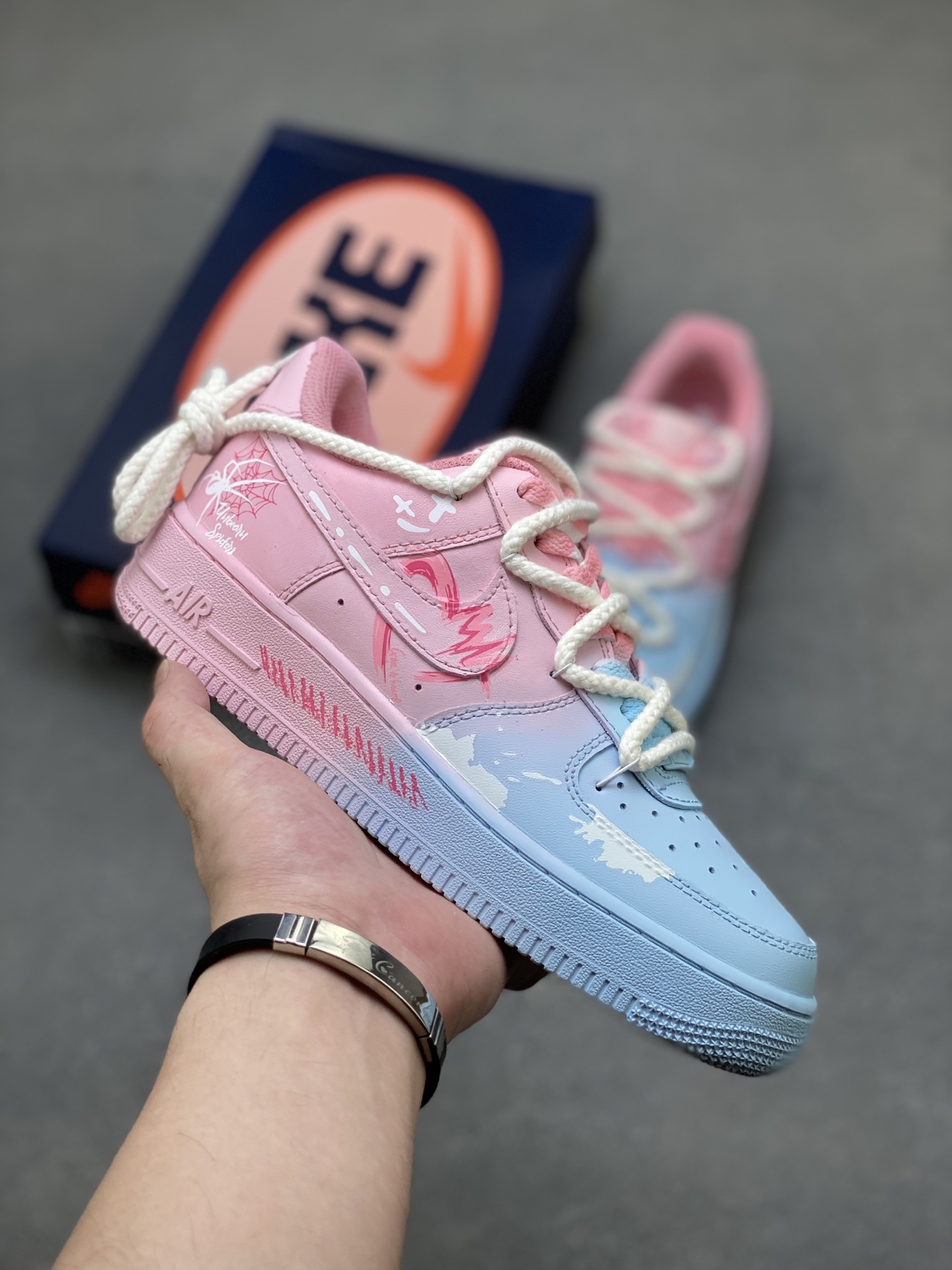 Nike Air Force 1 '07 Low Pink/Blue Custom Casual Sneakers - Limited Edition 2 i1750701842591 821 0 0