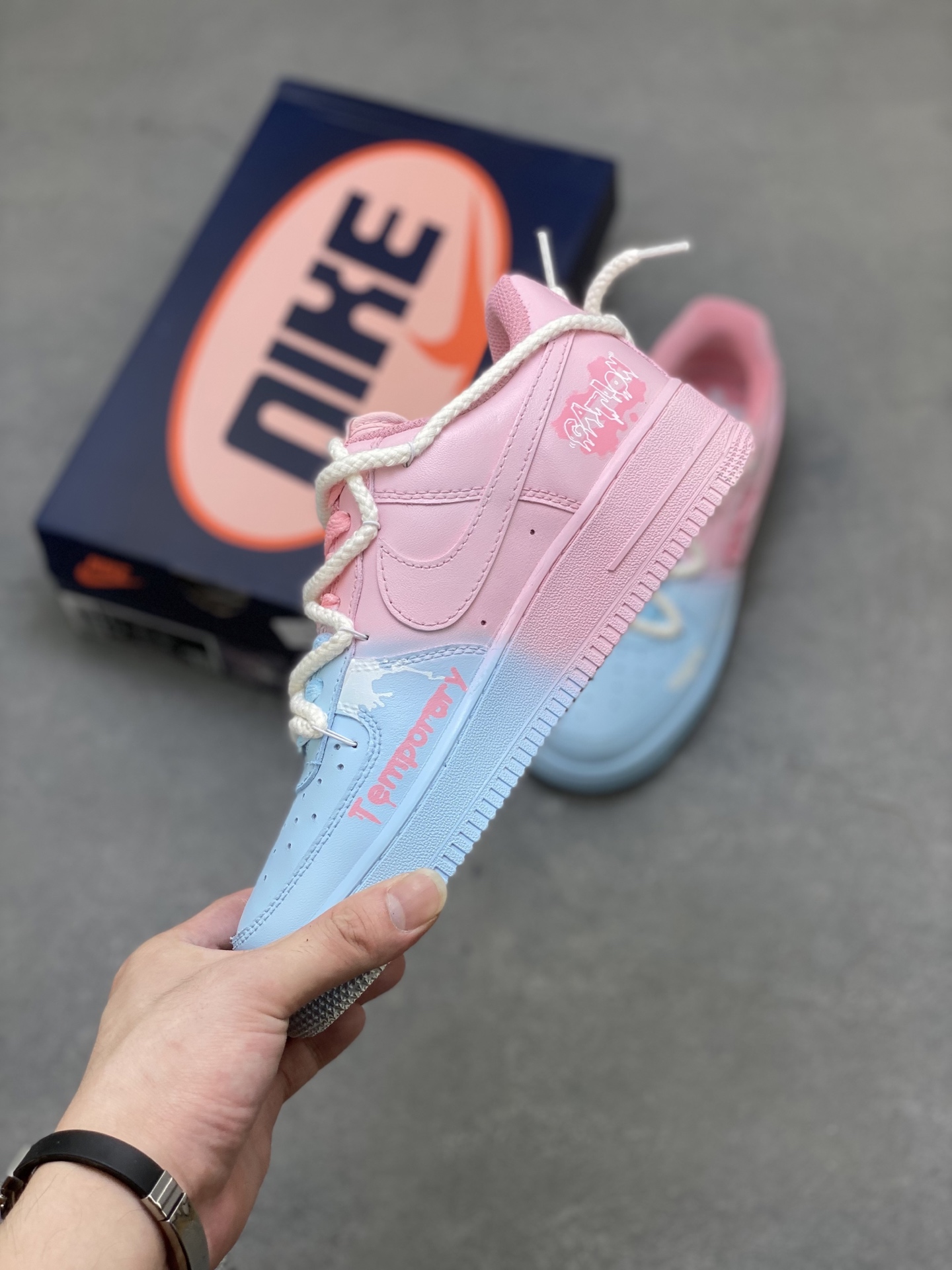 Nike Air Force 1 '07 Low Pink/Blue Custom Casual Sneakers - Limited Edition 4 i1750701842677 6185 0 2