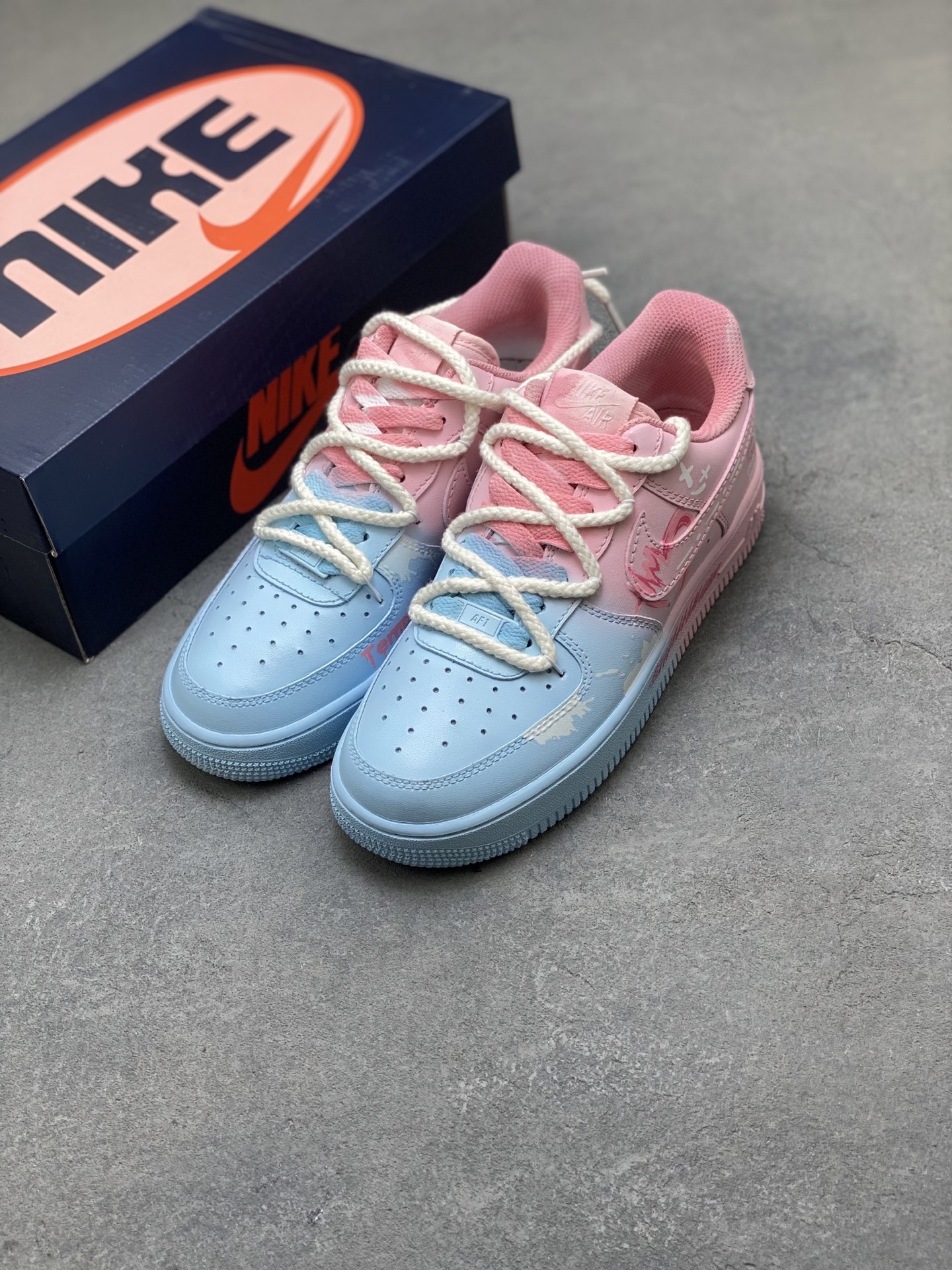 Nike Air Force 1 '07 Low Pink/Blue Custom Casual Sneakers - Limited Edition 9 i1750701844668 1951 0 7