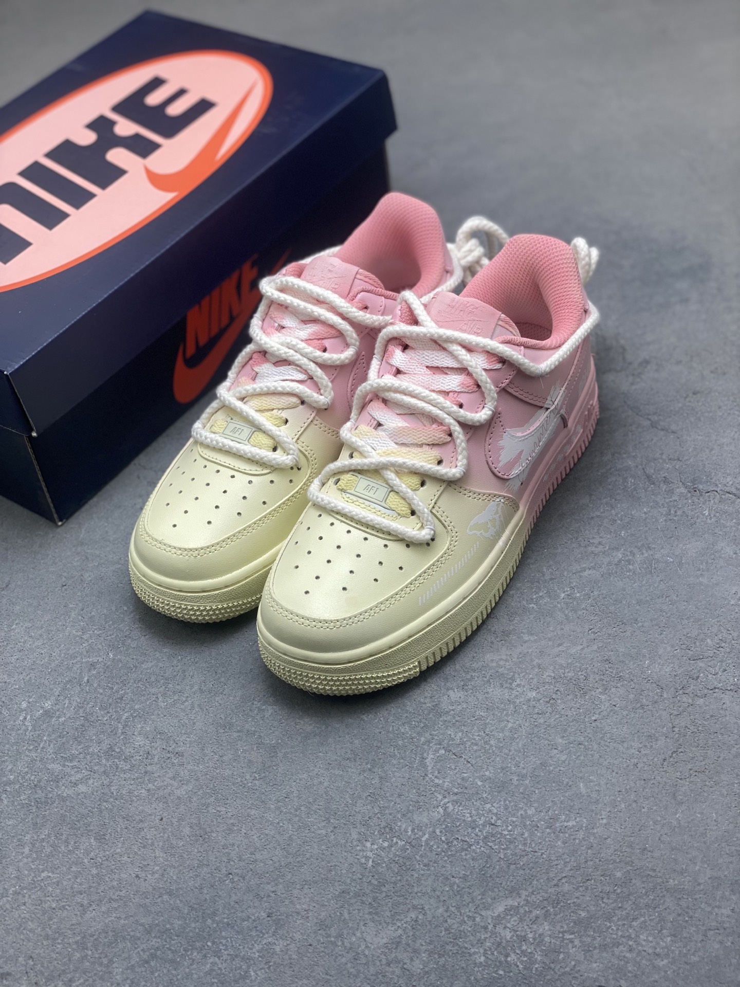 Nike Air Force 1 '07 Low Pink/Yellow Sneakers Custom Hardware - Size 36-45 9 i1750893877281 2243 0 7