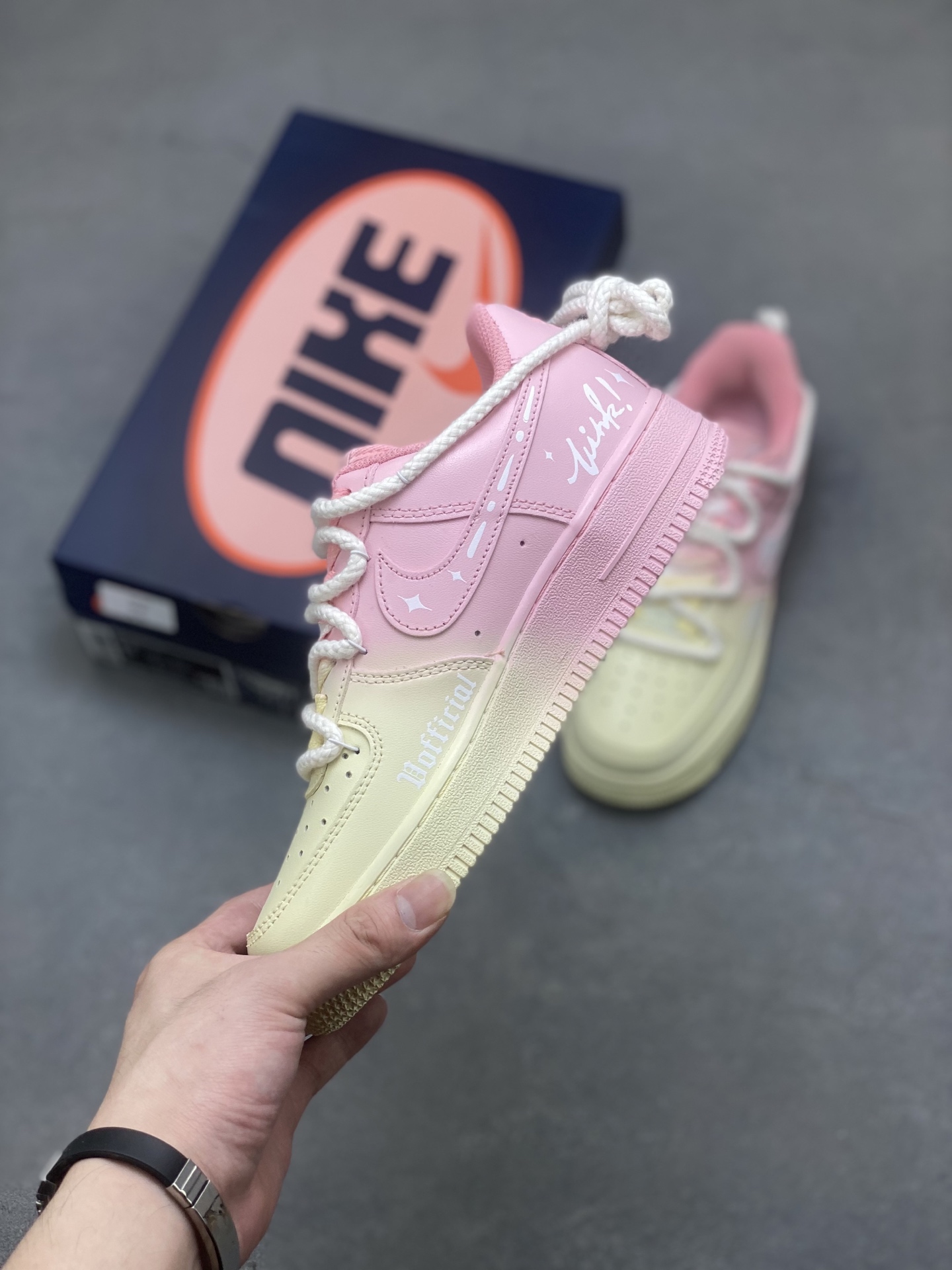 Nike Air Force 1 '07 Low Pink/Yellow Sneakers Custom Hardware - Size 36-45 4 i1750893877303 7005 0 2