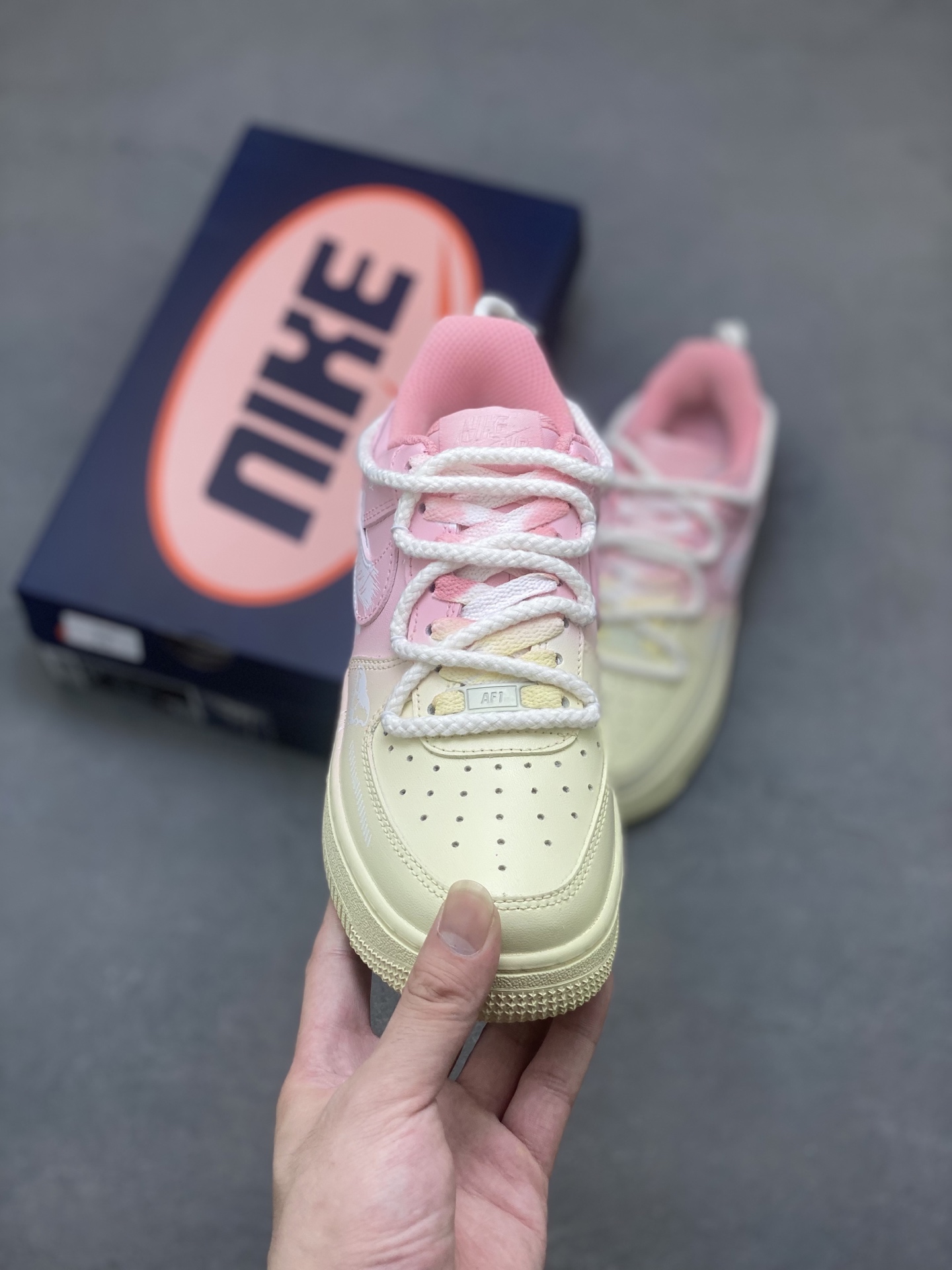 Nike Air Force 1 '07 Low Pink/Yellow Sneakers Custom Hardware - Size 36-45 3 i1750893877352 4180 0 1