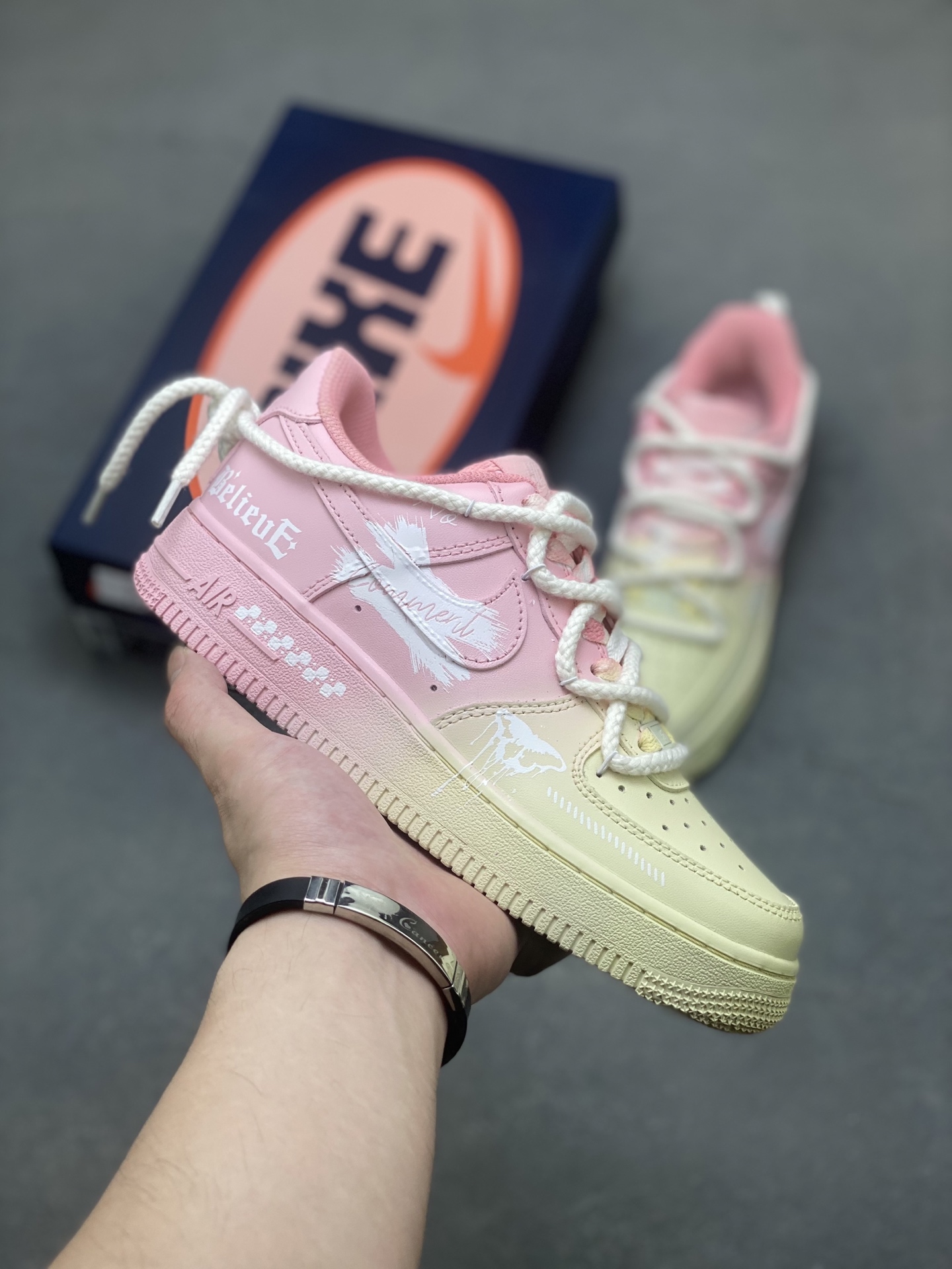 Nike Air Force 1 '07 Low Pink/Yellow Sneakers Custom Hardware - Size 36-45 2 i1750893877358 8531 0 0