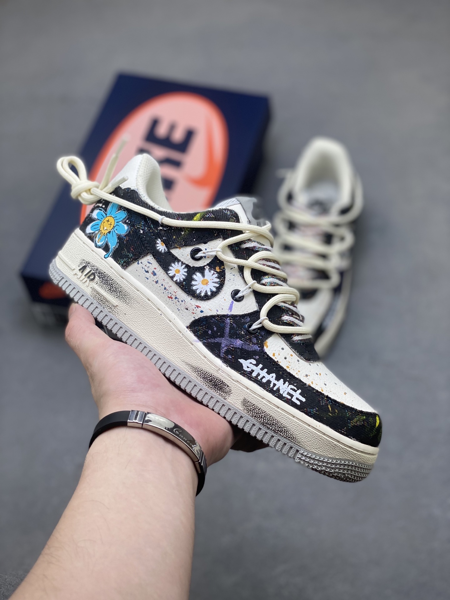 Hand-Painted "Blue Daisy" Custom Sneakers - Unique Art Design, Comfortable Fit 2 i1751051803660 9067 0 0