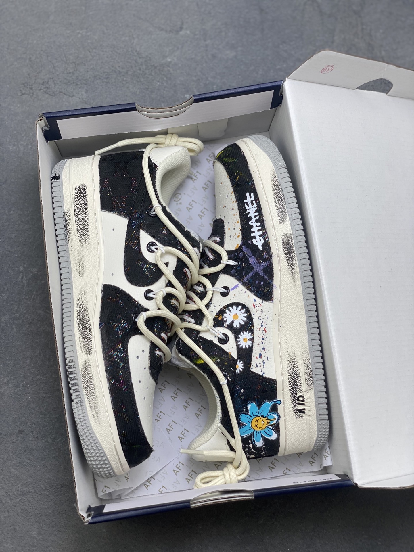 Hand-Painted "Blue Daisy" Custom Sneakers - Unique Art Design, Comfortable Fit 10 i1751051816130 3615 0 8