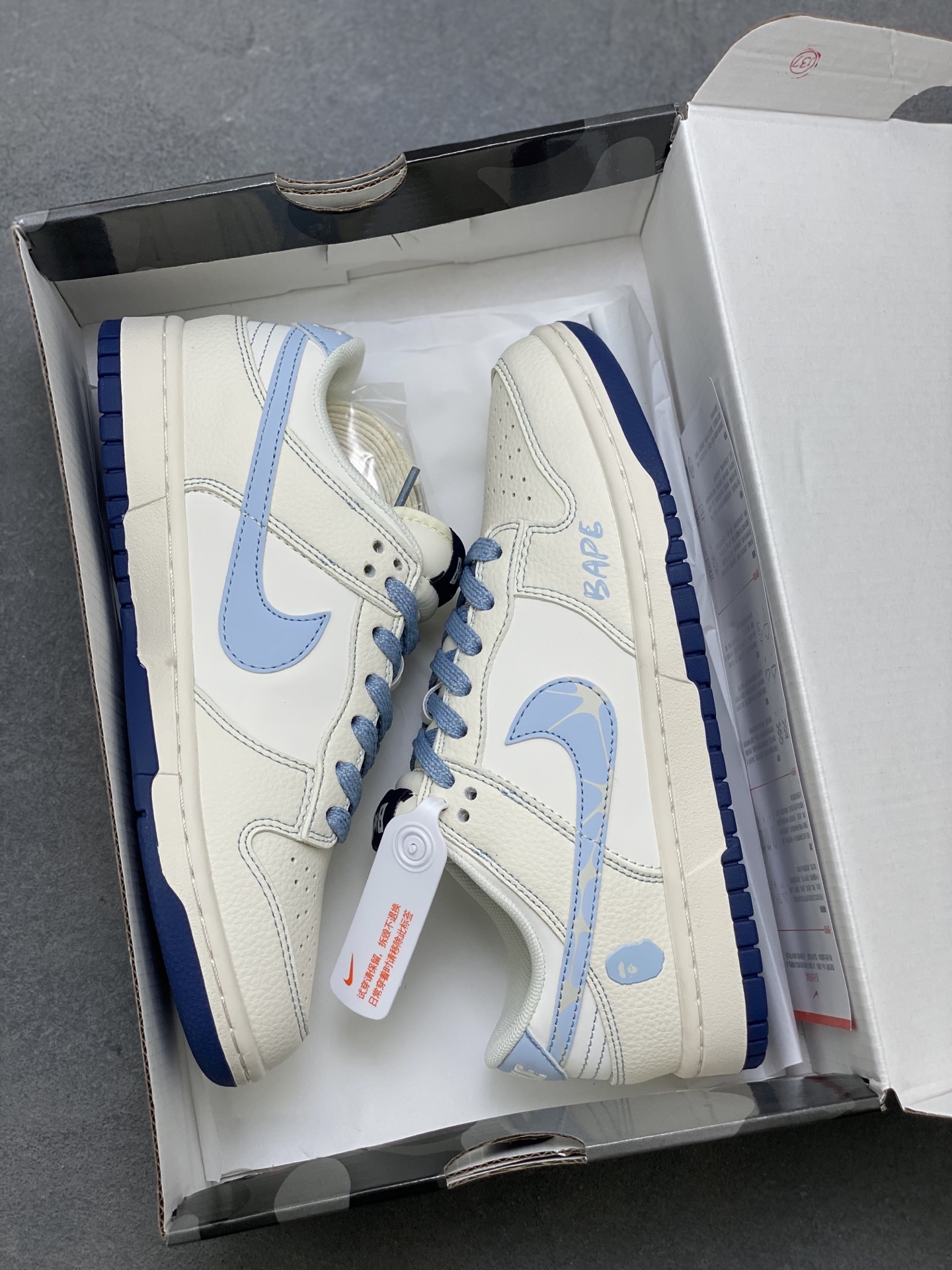 Nike SB Dunk Low BAPE White Blue Custom Casual Sneakers - Limited Edition 9 i1751398949655 1672 0 8