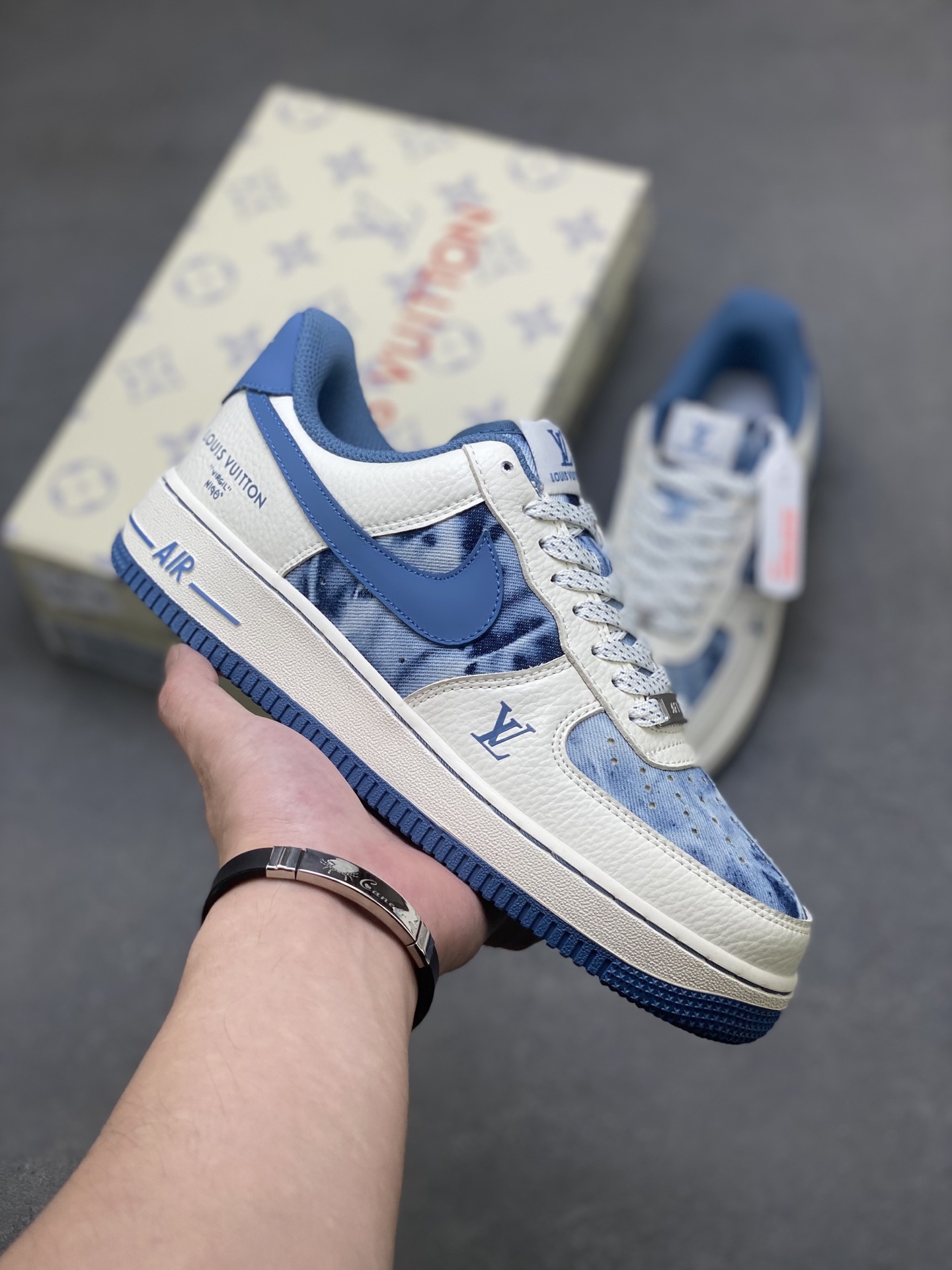 Nike Air Force 1 Low Louis Vuitton Blue Denim Custom Sneakers 2 i1751827082231 932 0 0