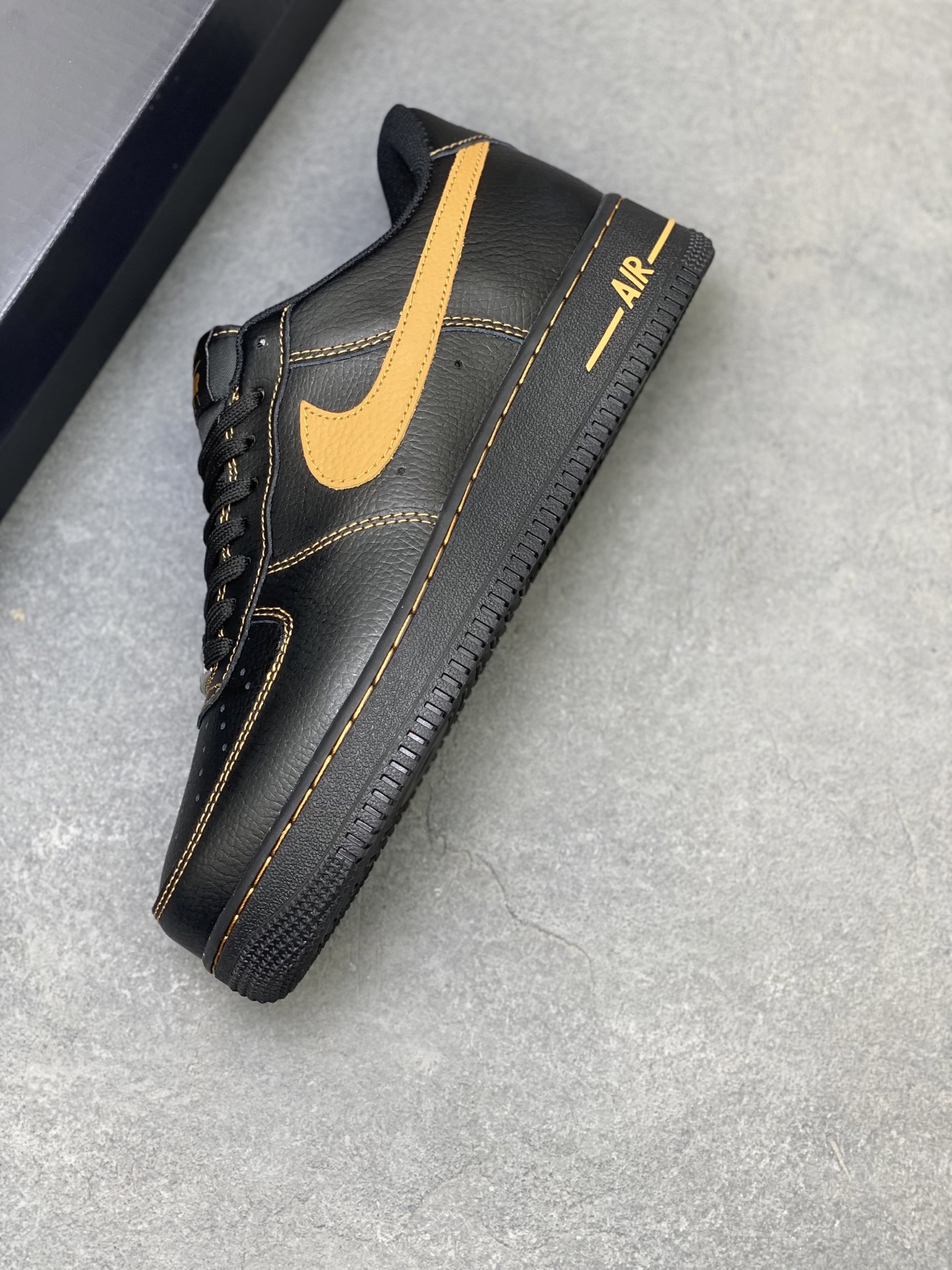 Nike Air Force 1 '07 Low Black/Gold Premium Leather Sneakers HQ2037-003 8 i1751910261212 4439 0 6