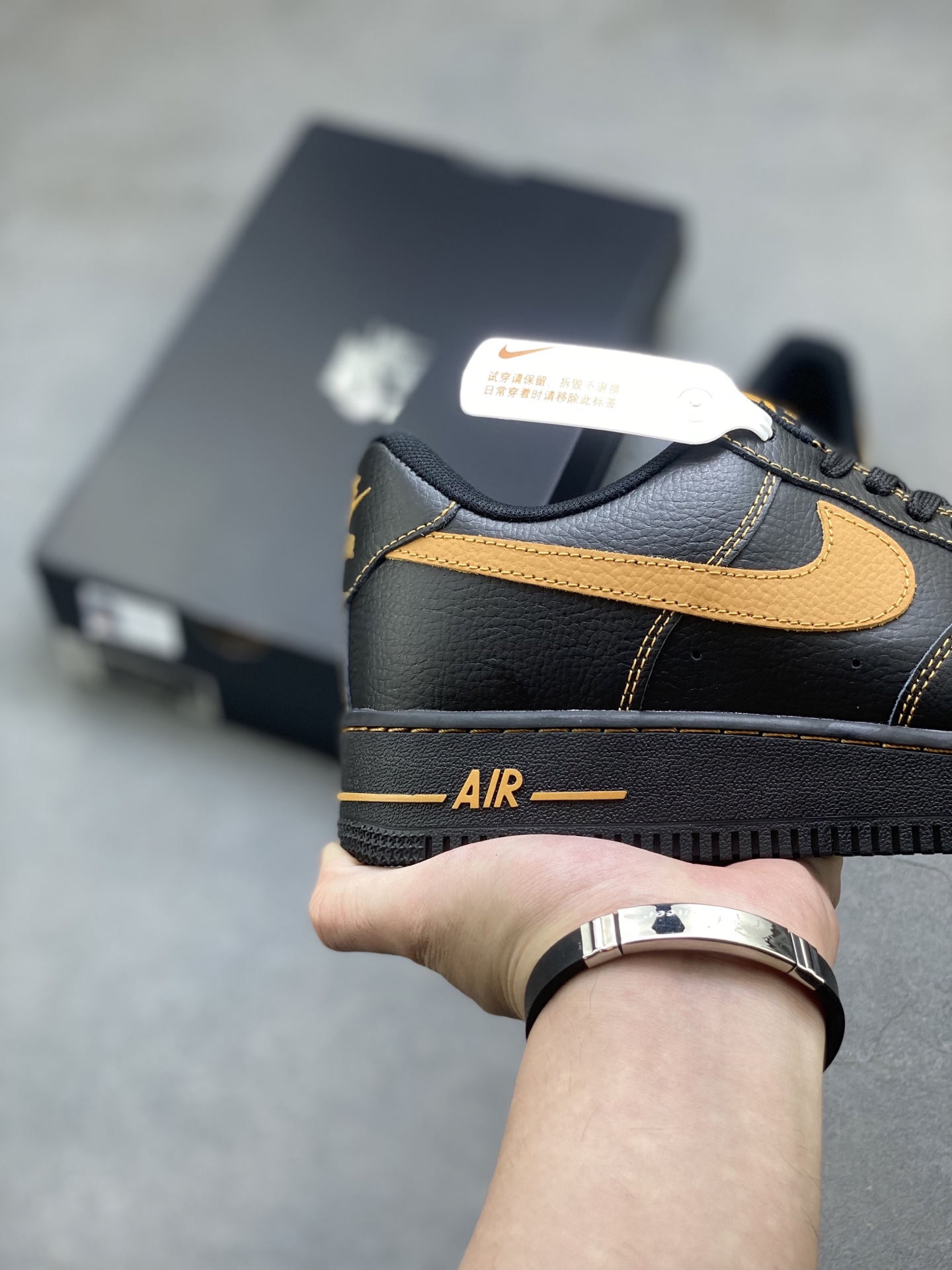 Nike Air Force 1 '07 Low Black/Gold Premium Leather Sneakers HQ2037-003 6 i1751910262592 8828 0 4