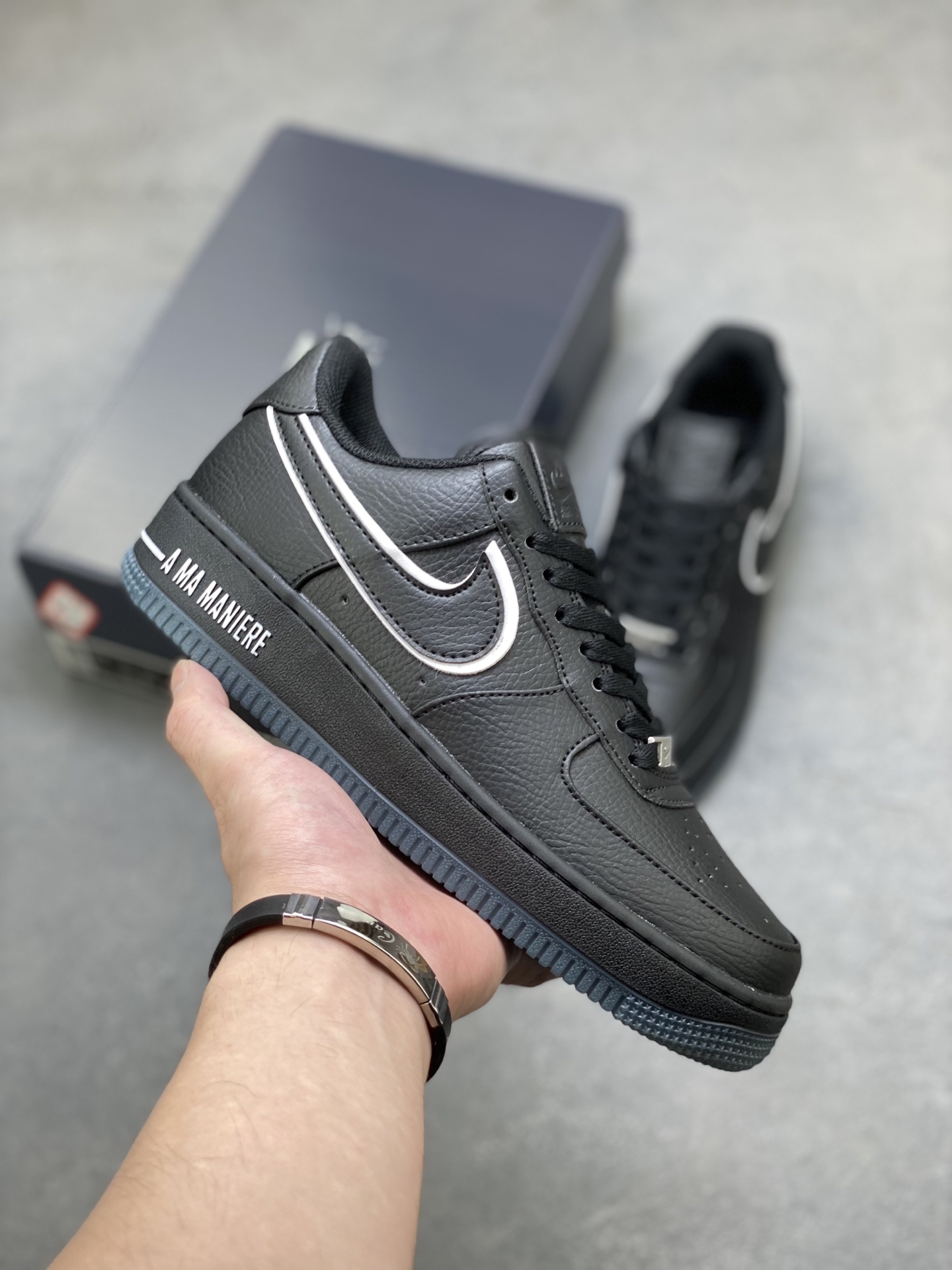 Nike Air Force 1 '07 Low Black/Silver, Premium Leather, Full-Length Air Cushion 2 i1752422711001 4146 0 0