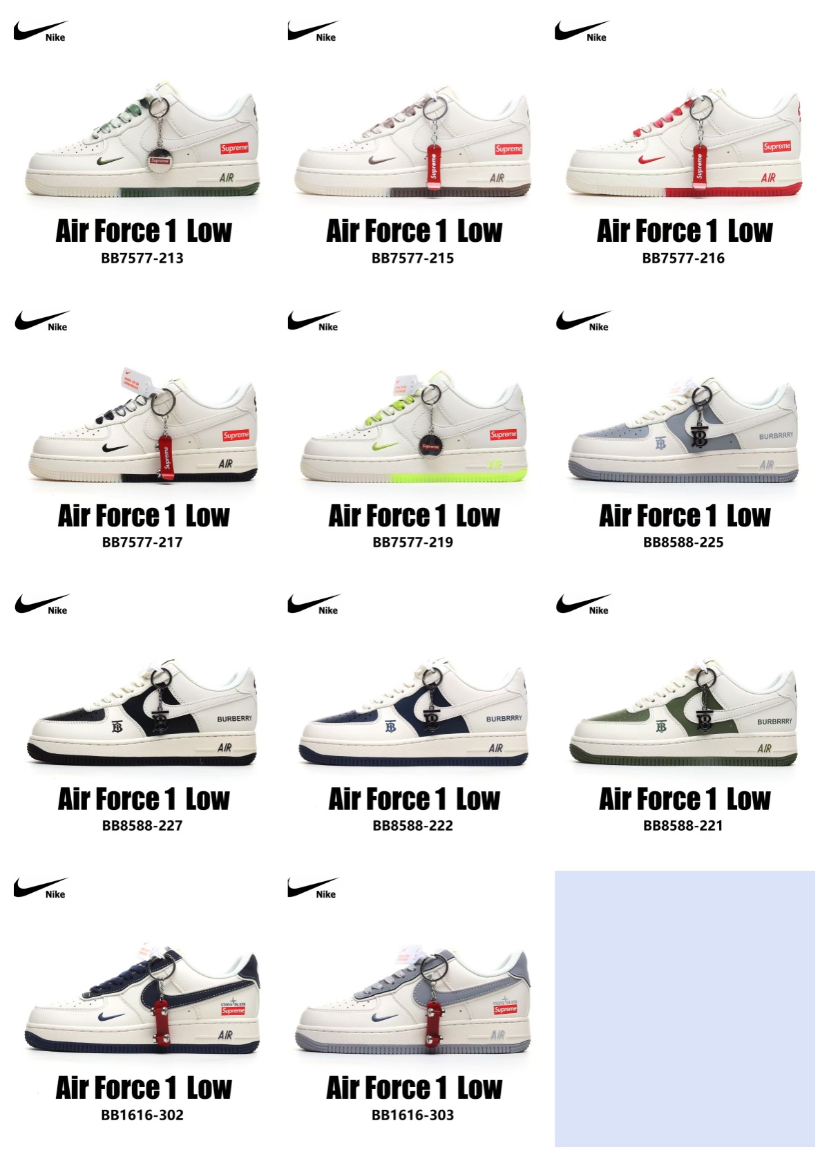 Nike Air Force 1 Low: Supreme and Burberry Collaboration Sneakers