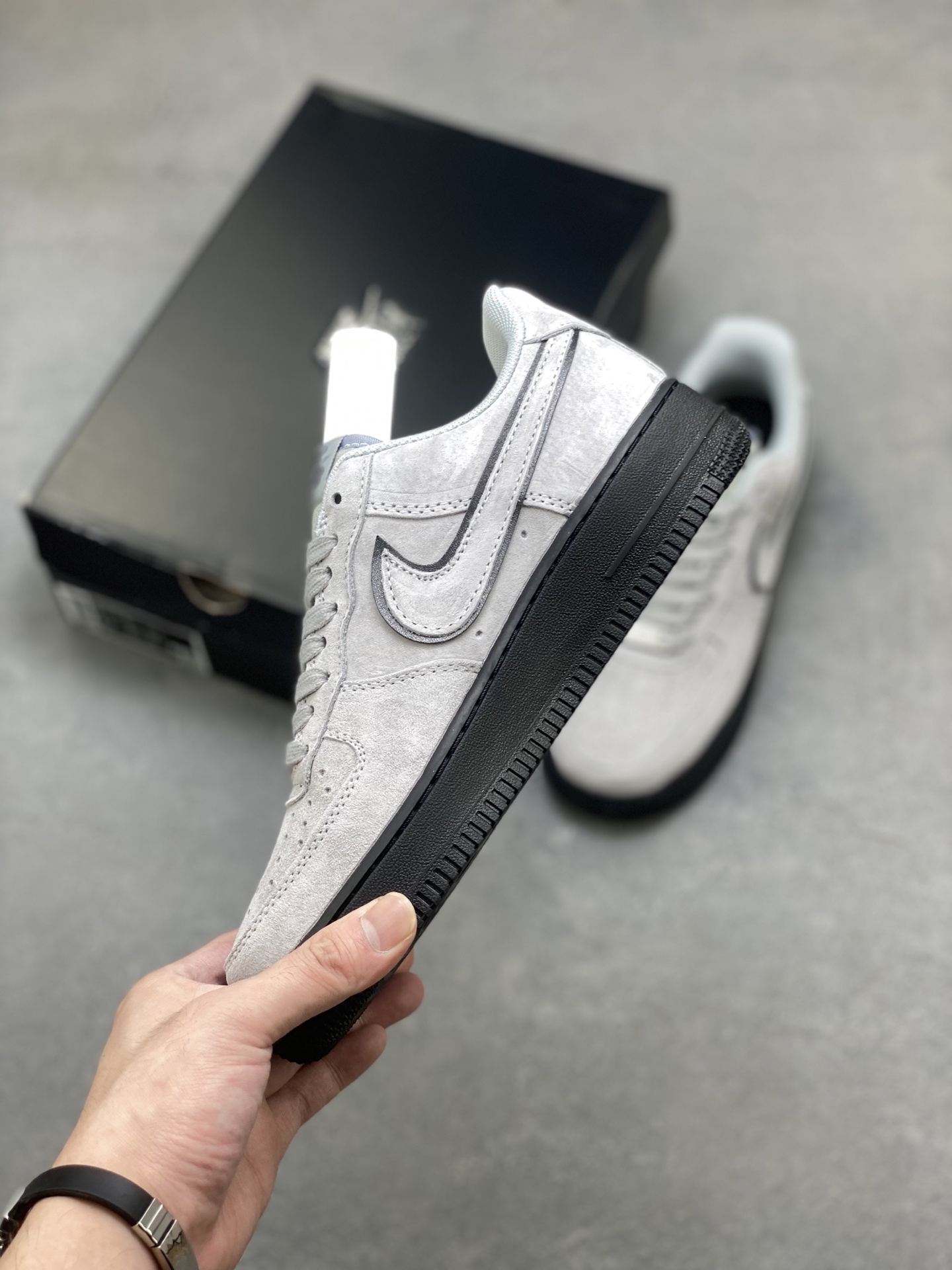 Nike Air Force 1 '07 Low Grey Suede Sneakers with Black Sole HQ1966-001 4 i1754150697440 9741 0 2
