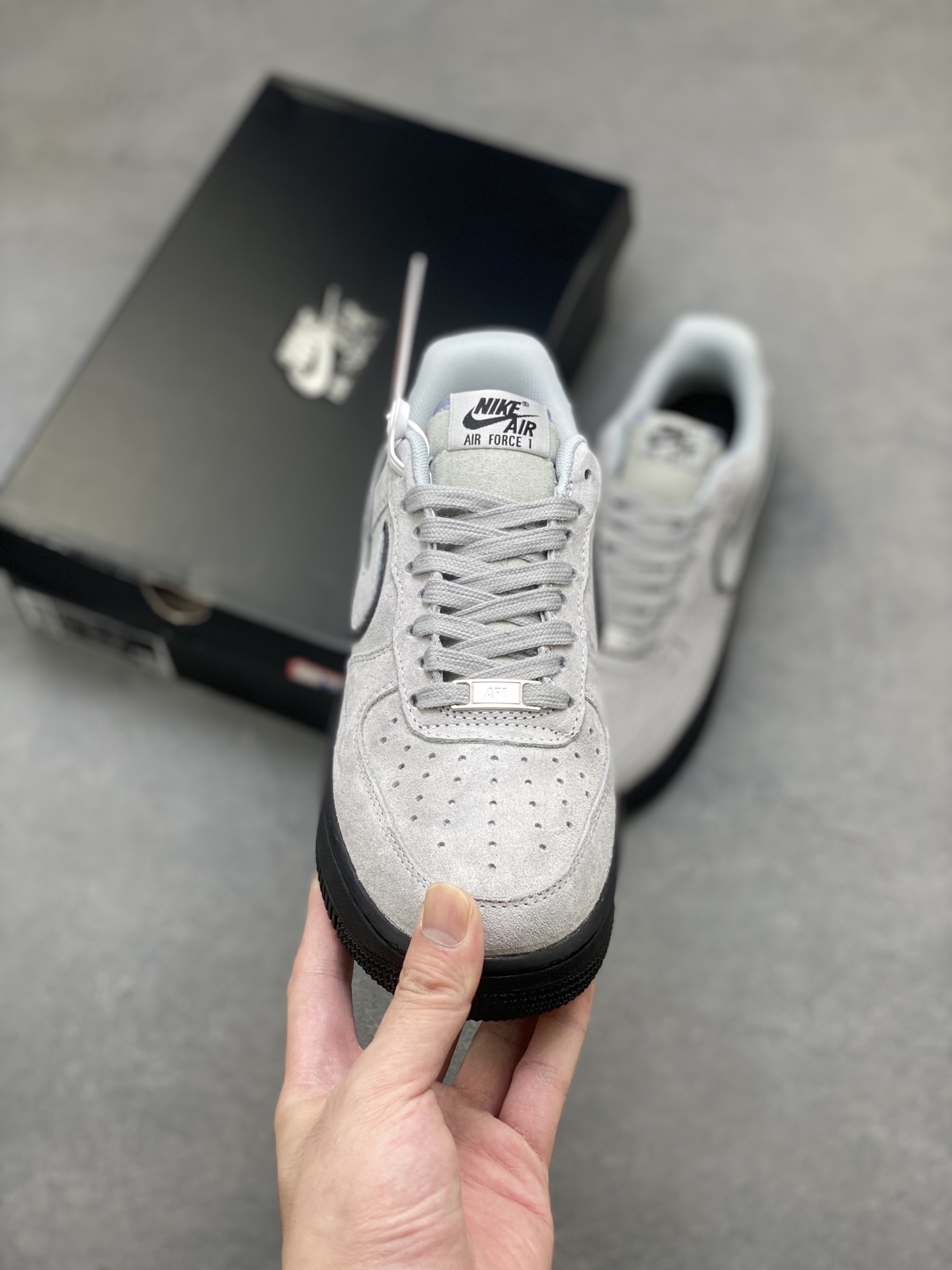 Nike Air Force 1 '07 Low Grey Suede Sneakers with Black Sole HQ1966-001 3 i1754150698974 2269 0 1