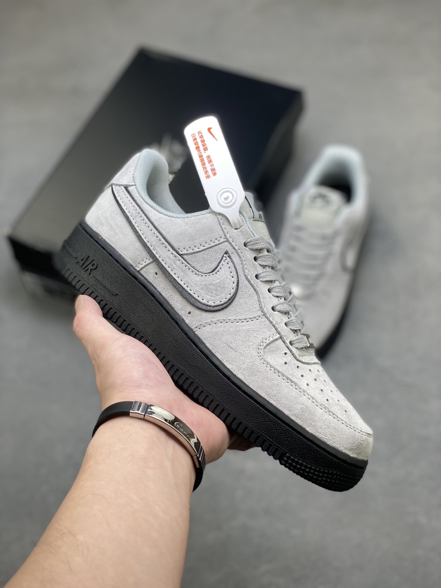 Nike Air Force 1 '07 Low Grey Suede Sneakers with Black Sole HQ1966-001 2 i1754150699863 2236 0 0