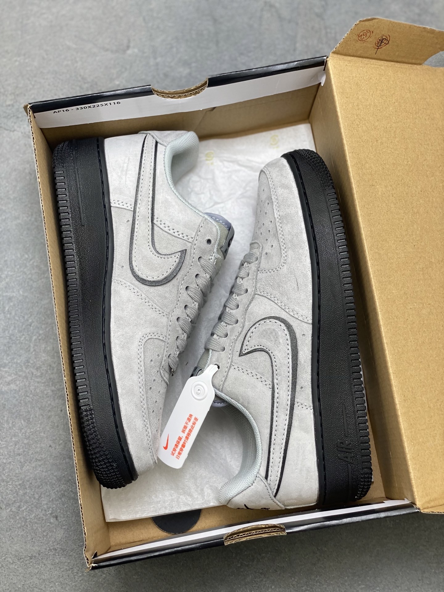 Nike Air Force 1 '07 Low Grey Suede Sneakers with Black Sole HQ1966-001 10 i1754150702329 3714 0 8