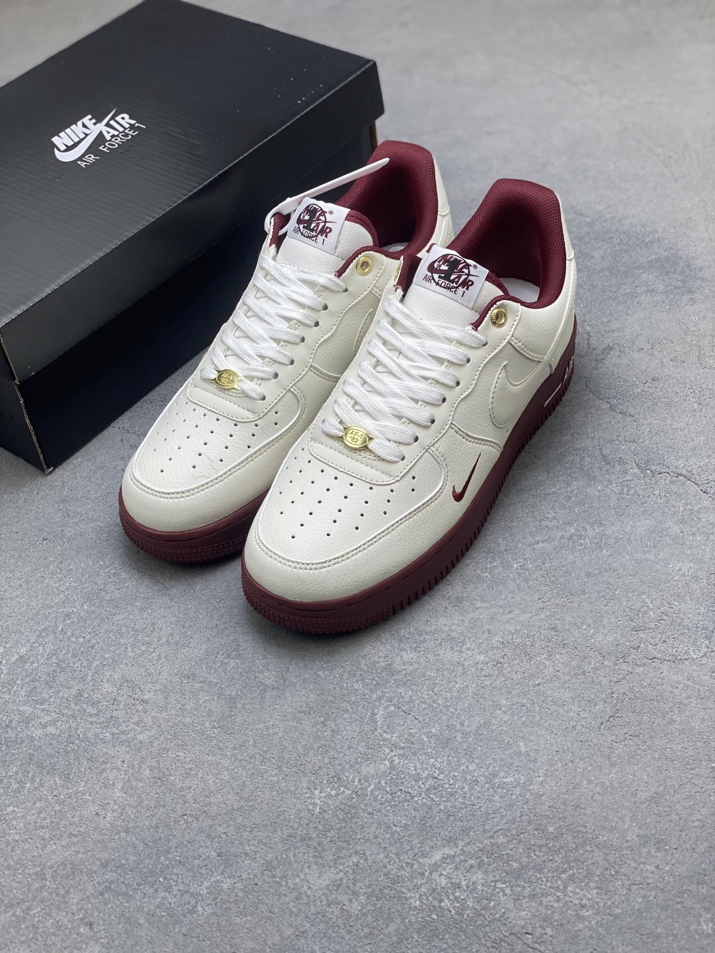Nike Air Force 1 Low Cream Burgundy Casual Shoes DQ7582-100 9 i1755101071102 4841 0 7