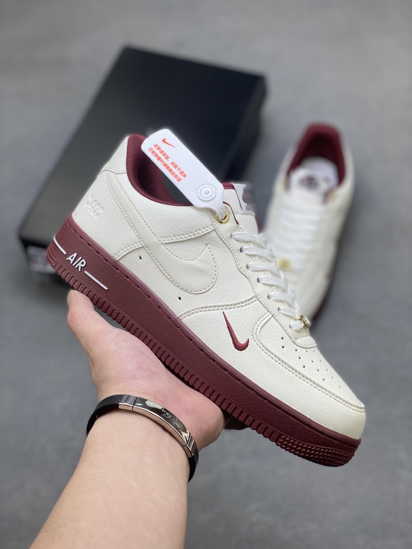 Nike Air Force 1 Low Cream Burgundy Casual Shoes DQ7582-100 2 i1755101071184 4563 0 0