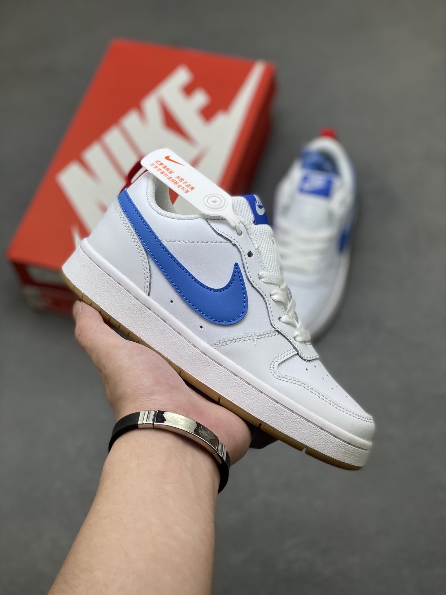 Nike Ebernon Low PRM White/Blue Leather Sneakers - Versatile & Breathable 2 i1755712381687 1297 0 0
