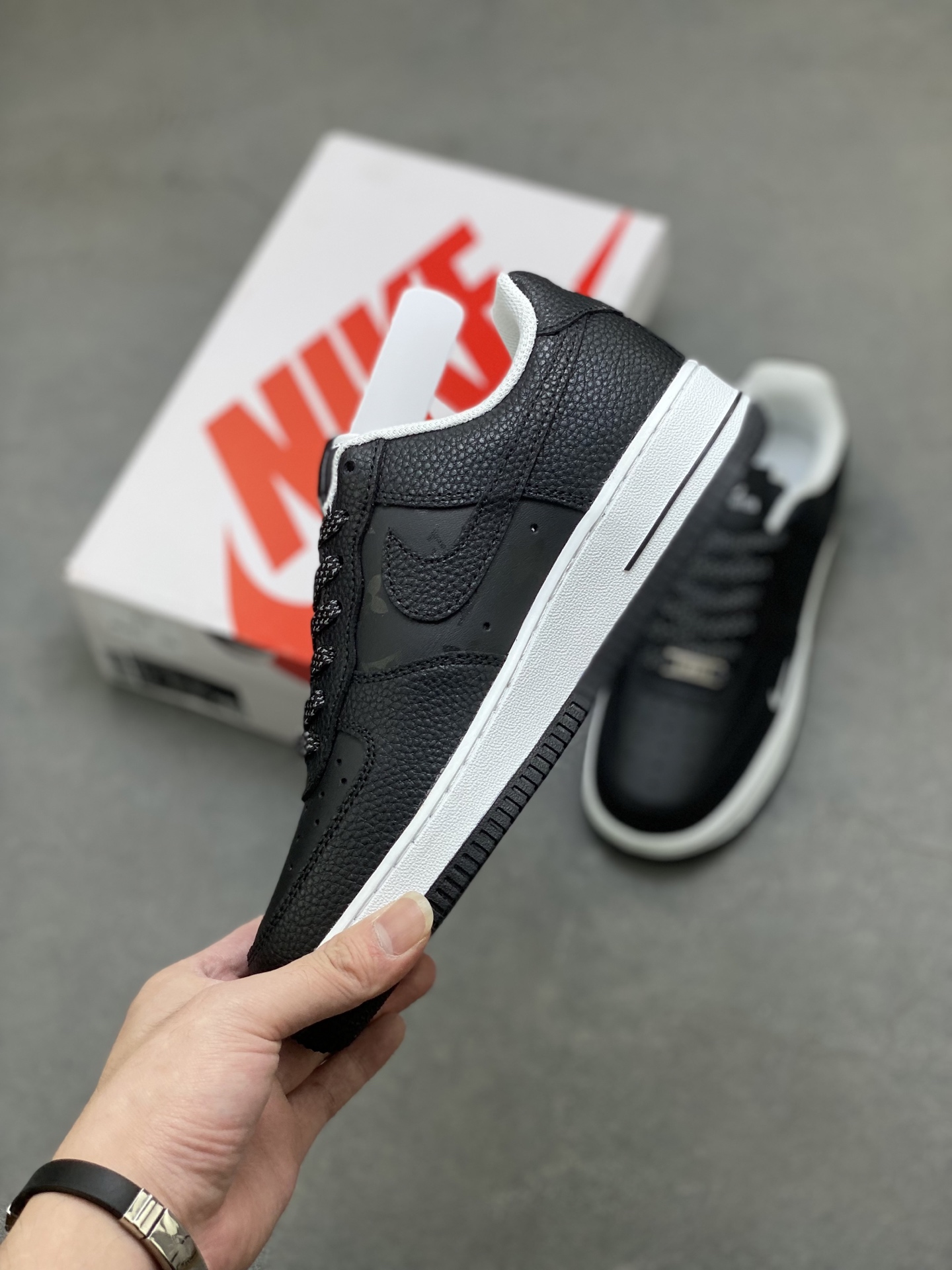 Nike Air Force 1 '07 Low Black Custom Sneakers with Louis Vuitton Detailing 4 i1755798338175 6939 0 2
