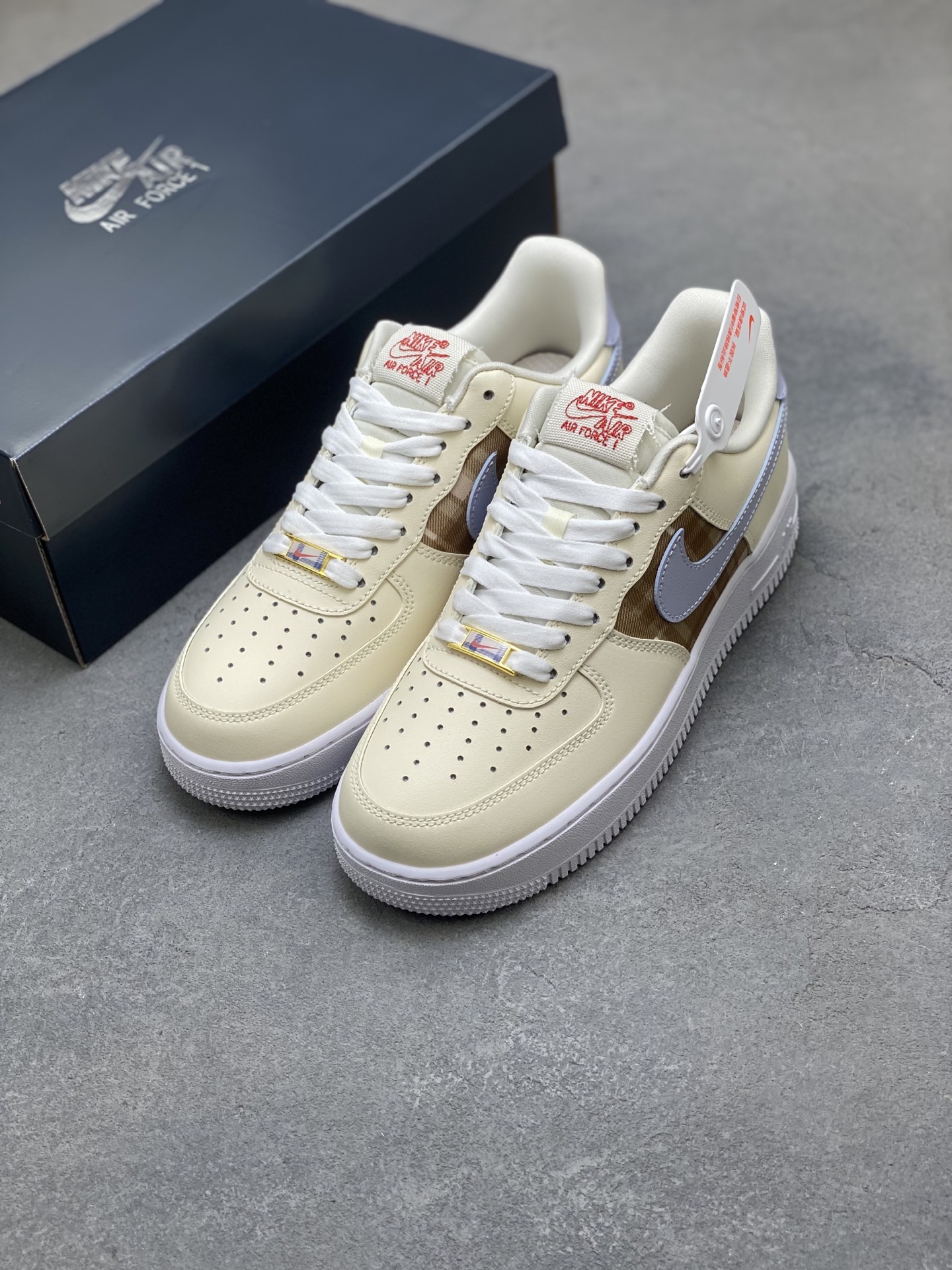 Nike Air Force 1 '07 Low Cream/Blue Shoes IH7352-001 Size 36-45 9 i1756397010363 3933 0 7