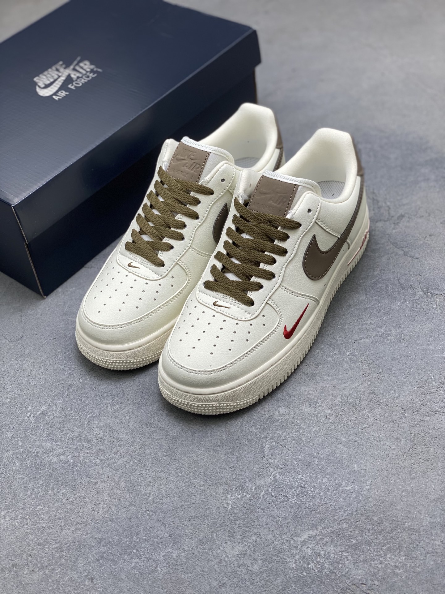 Nike Air Force 1 Low Casual Sneakers - White/Brown/Red - Limited Edition 9 i1756399734274 9342 0 7