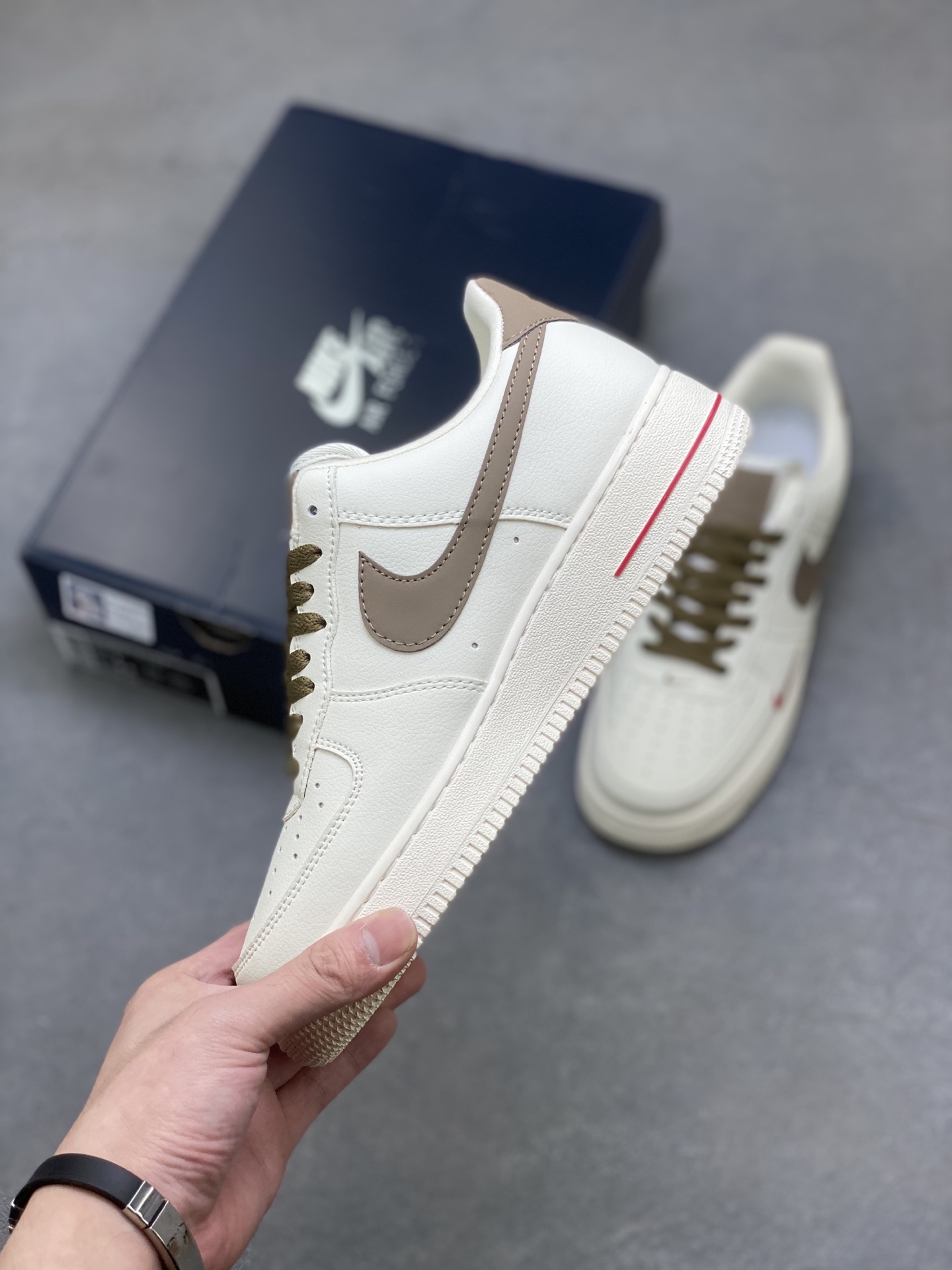 Nike Air Force 1 Low Casual Sneakers - White/Brown/Red - Limited Edition 4 i1756399734544 5565 0 2