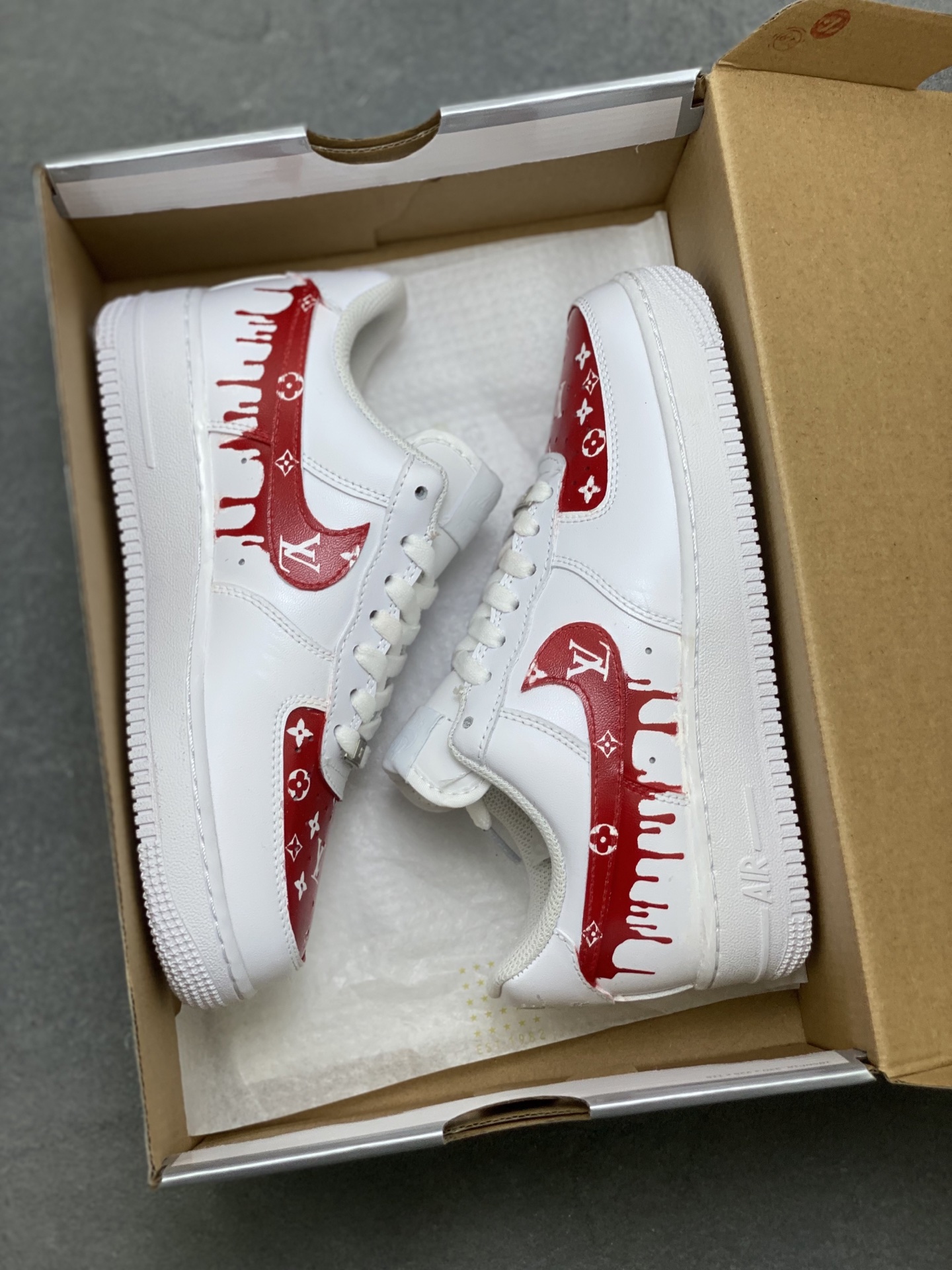 Nike Air Force 1 '07 Low White/Red Leather Custom Sneakers 10 i1756570880229 932 0 8