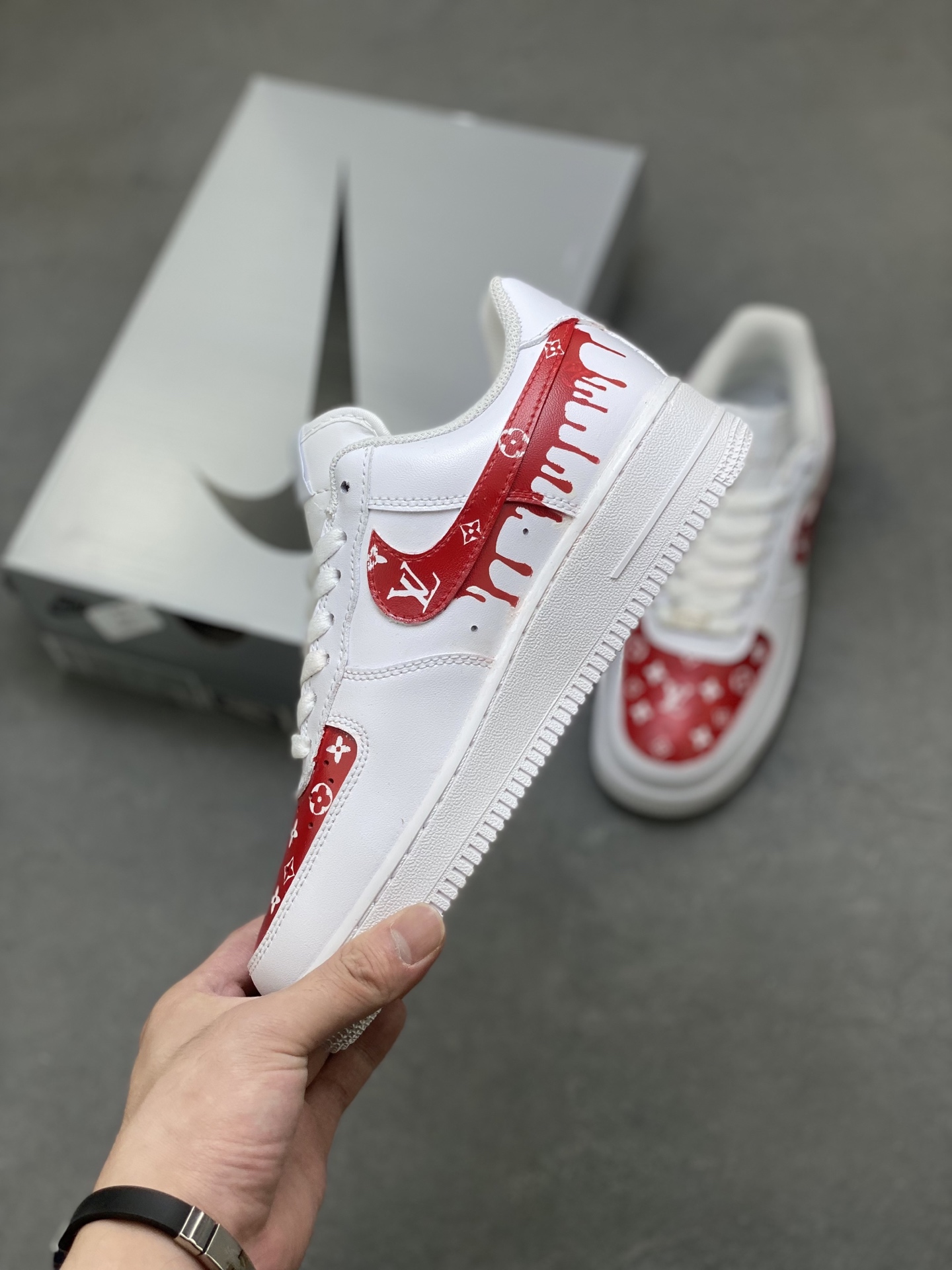 Nike Air Force 1 '07 Low White/Red Leather Custom Sneakers 4 i1756570880315 182 0 2