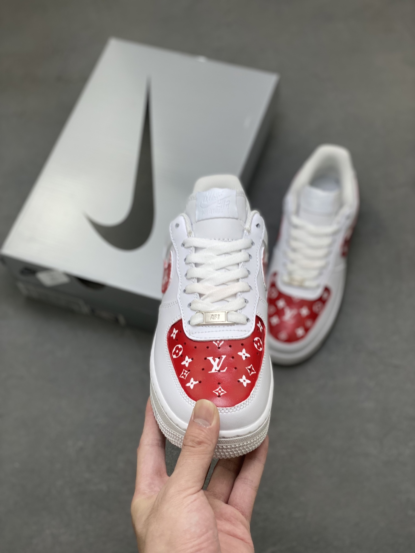 Nike Air Force 1 '07 Low White/Red Leather Custom Sneakers 3 i1756570889432 2182 0 1