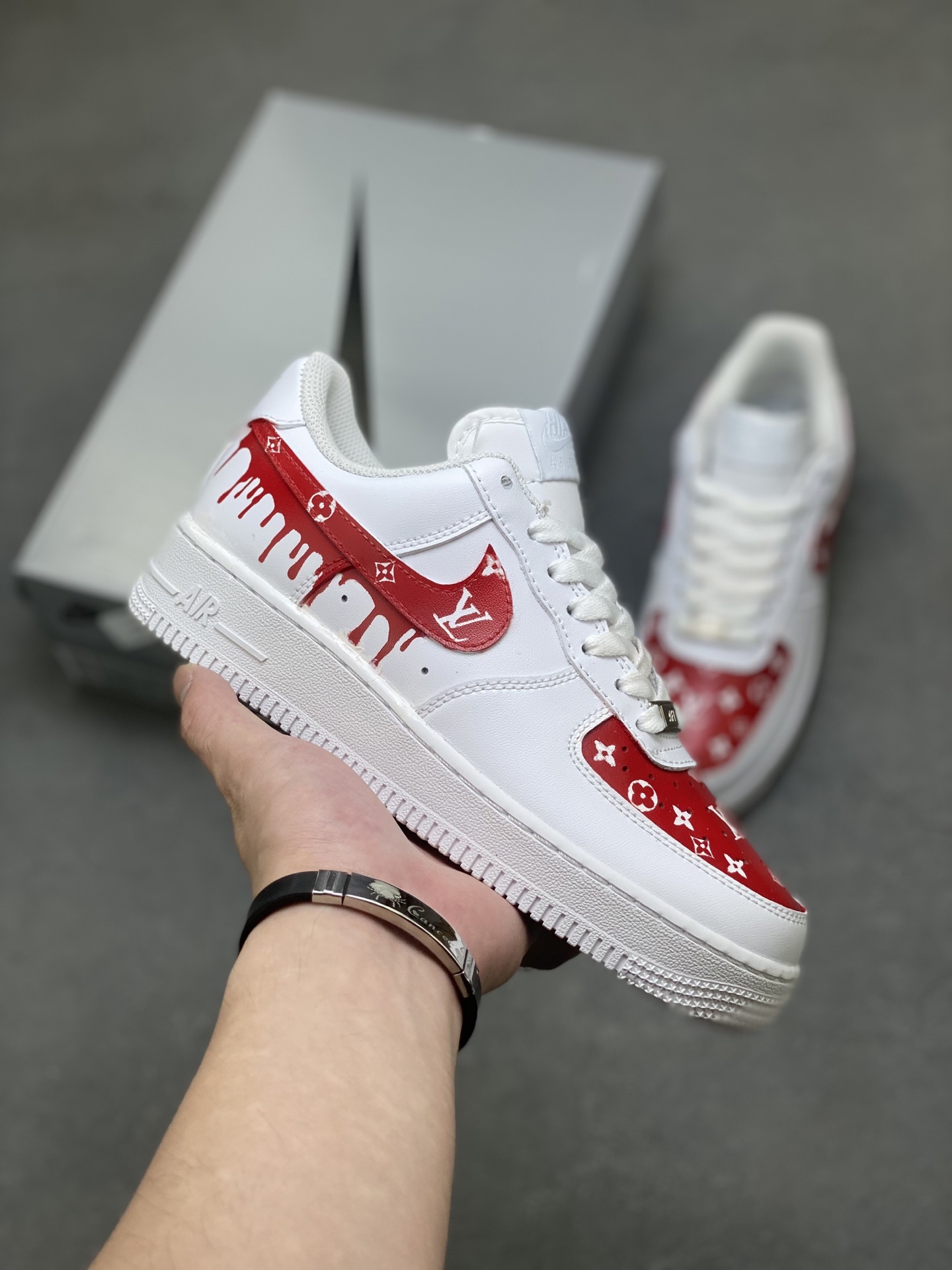 Nike Air Force 1 '07 Low White/Red Leather Custom Sneakers 2 i1756570889450 9585 0 0