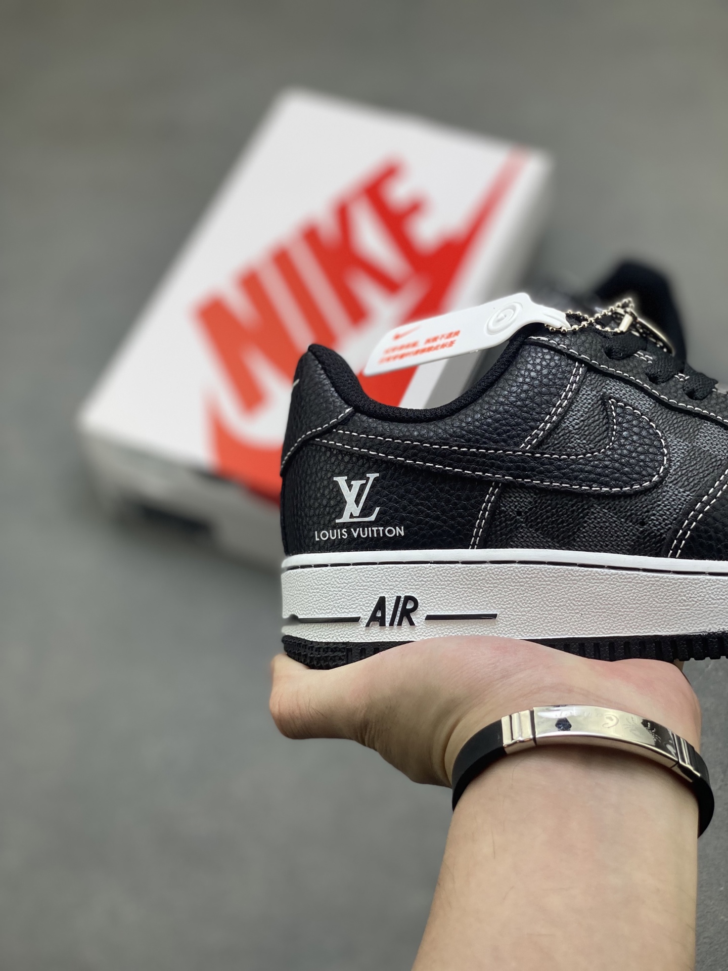 Nike Air Force 1 '07 Low Black/White Customized with Louis Vuitton Detailing 6 i1756656692125 23 0 4