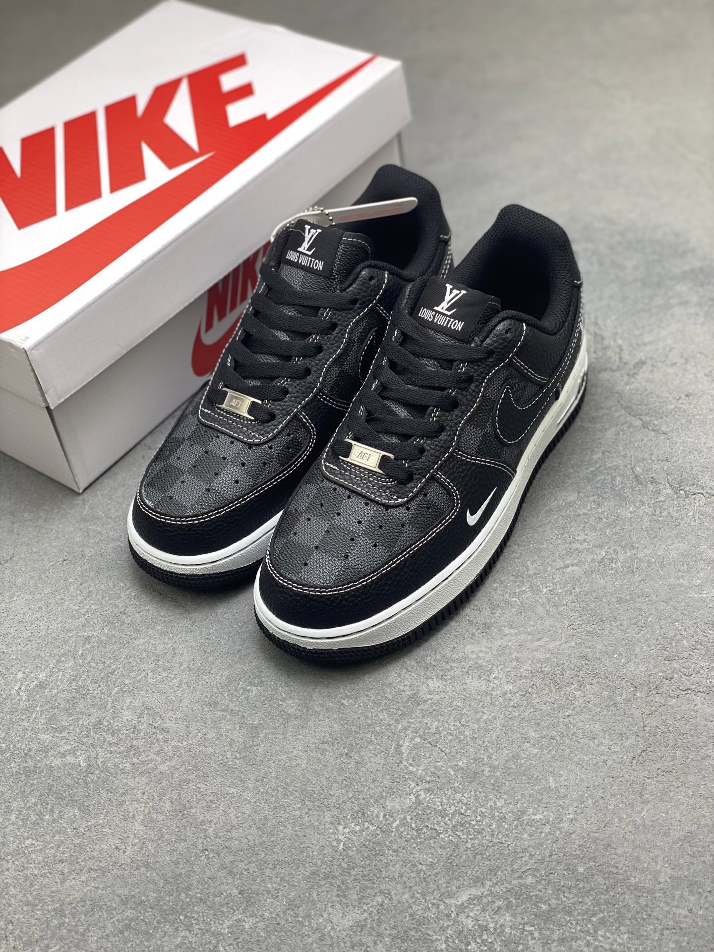 Nike Air Force 1 '07 Low Black/White Customized with Louis Vuitton Detailing 9 i1756656702730 9782 0 7