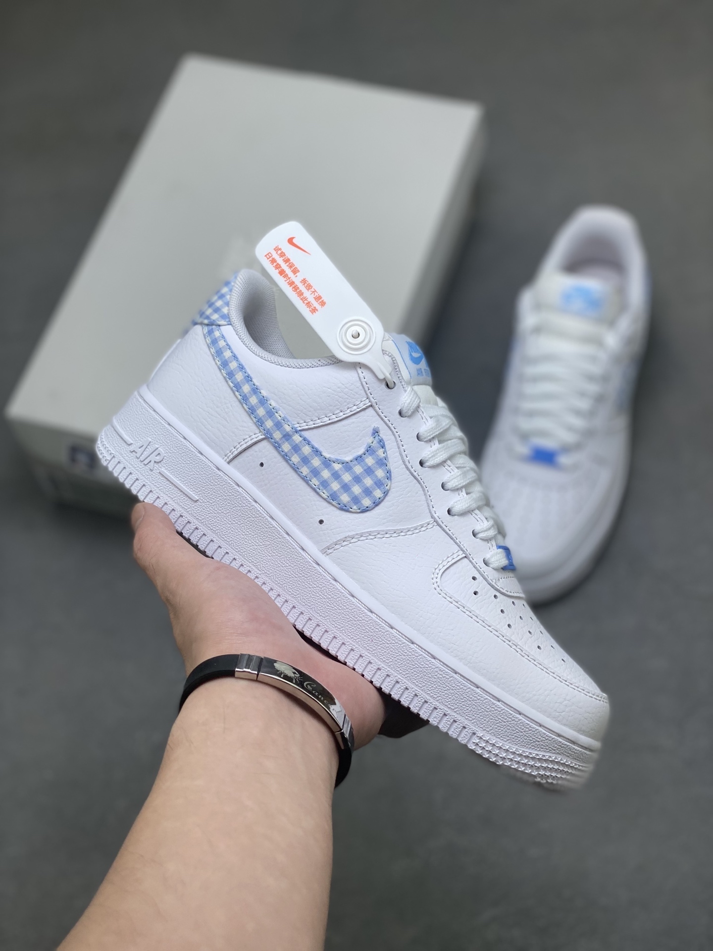 Nike Air Force 1 '07 Low White/Blue Gingham Sneakers DZ2784-100 2 i1757089385075 7965 0 0