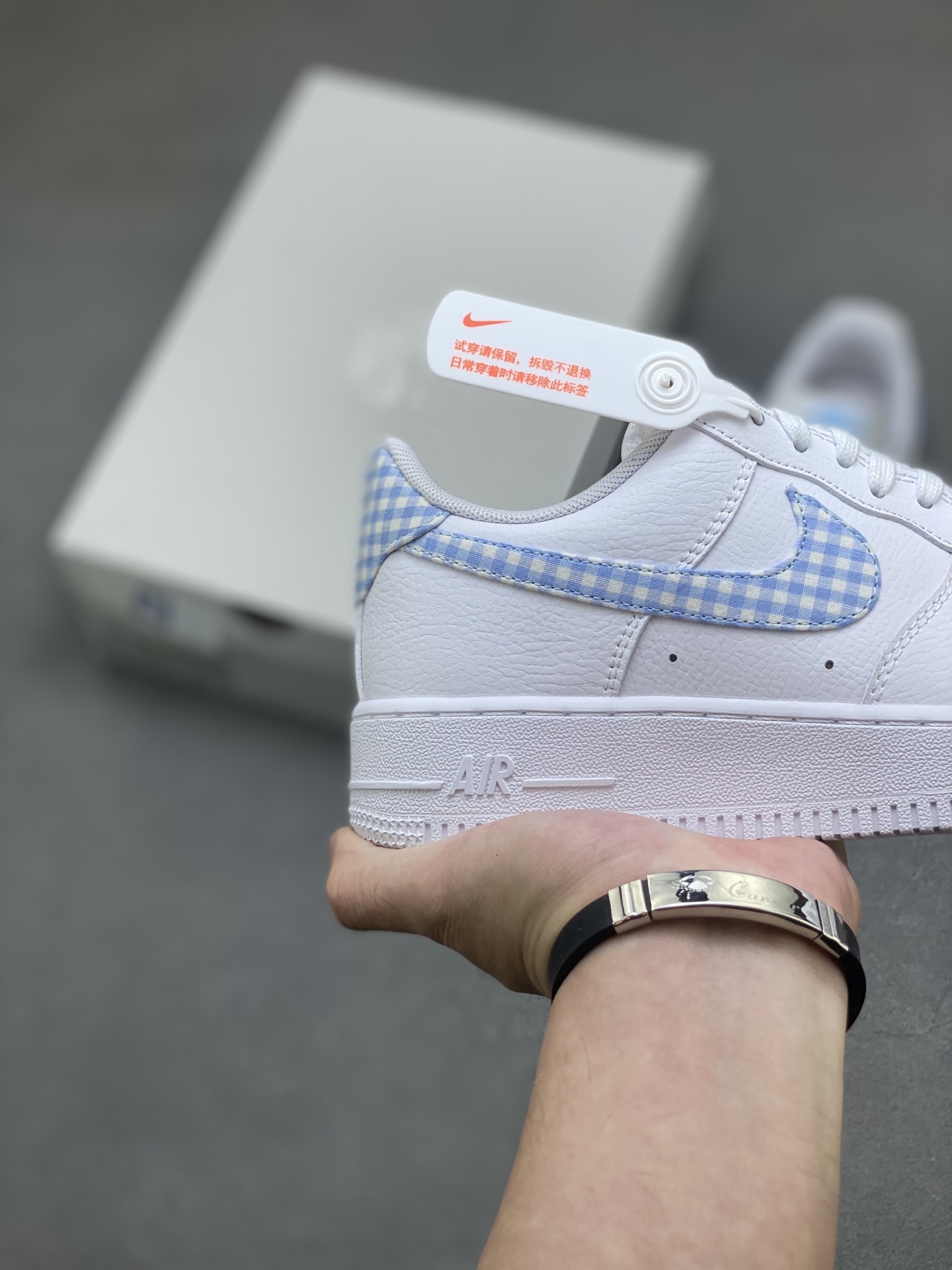 Nike Air Force 1 '07 Low White/Blue Gingham Sneakers DZ2784-100 6 i1757089386886 6052 0 4