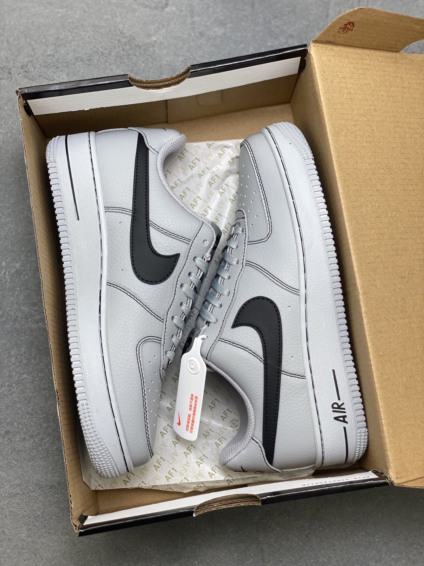 NIke Air Force 1 '07 Low Grey Black Stitching Casual Sneakers - Limited Edition 10 i1757434412396 9303 0 8