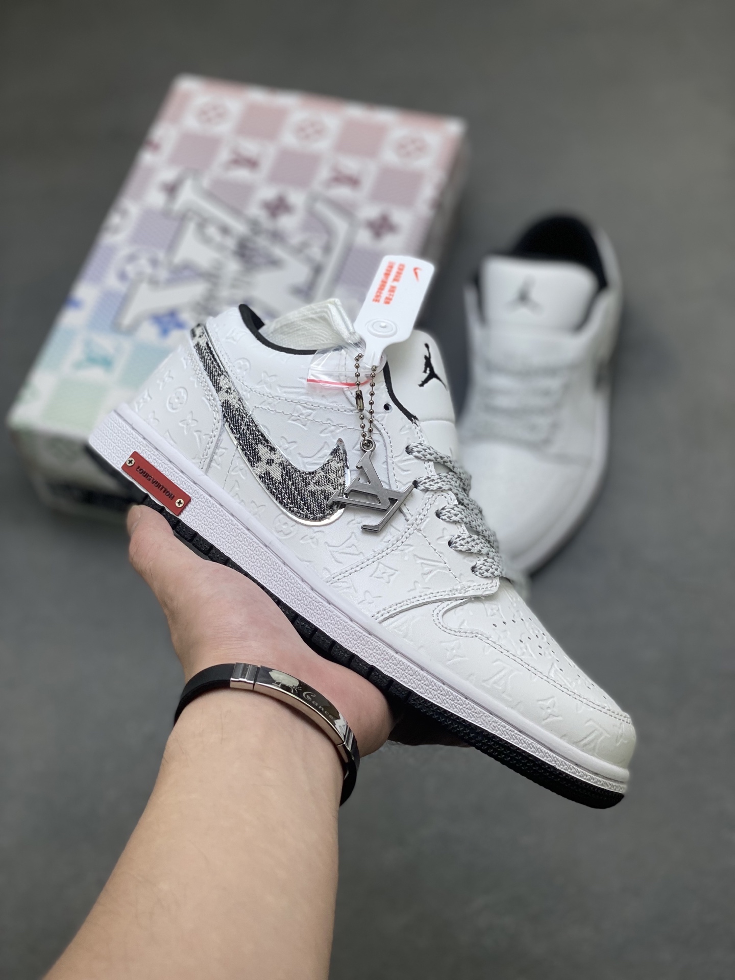 Air Jordan 1 Low Dior X Travis Scott White Leather Fashion Sneakers