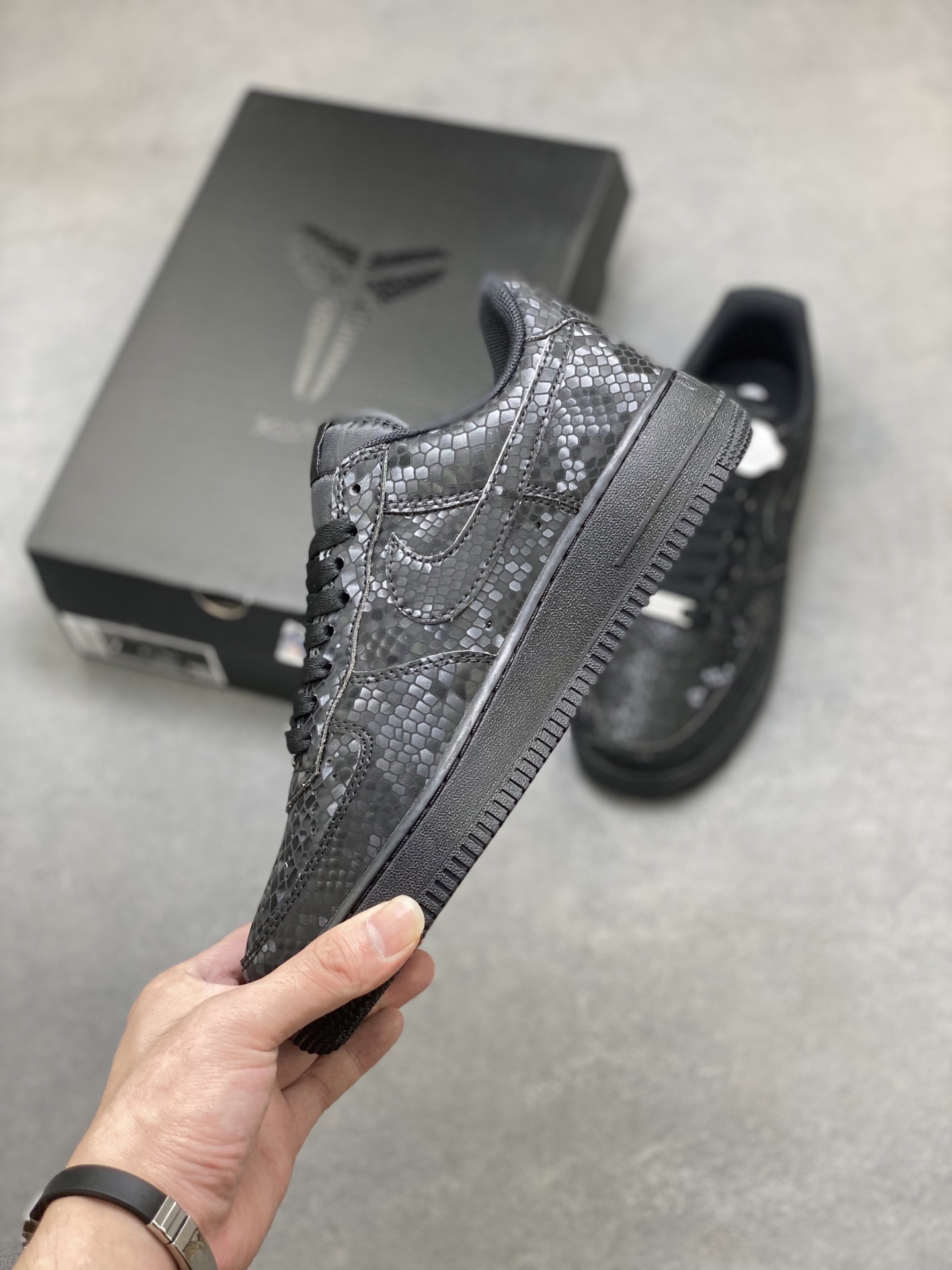 Nike Air Force 1 '07 Low Black Python Leather Custom Sneakers - Limited Edition 4 i1758126424803 9887 0 2