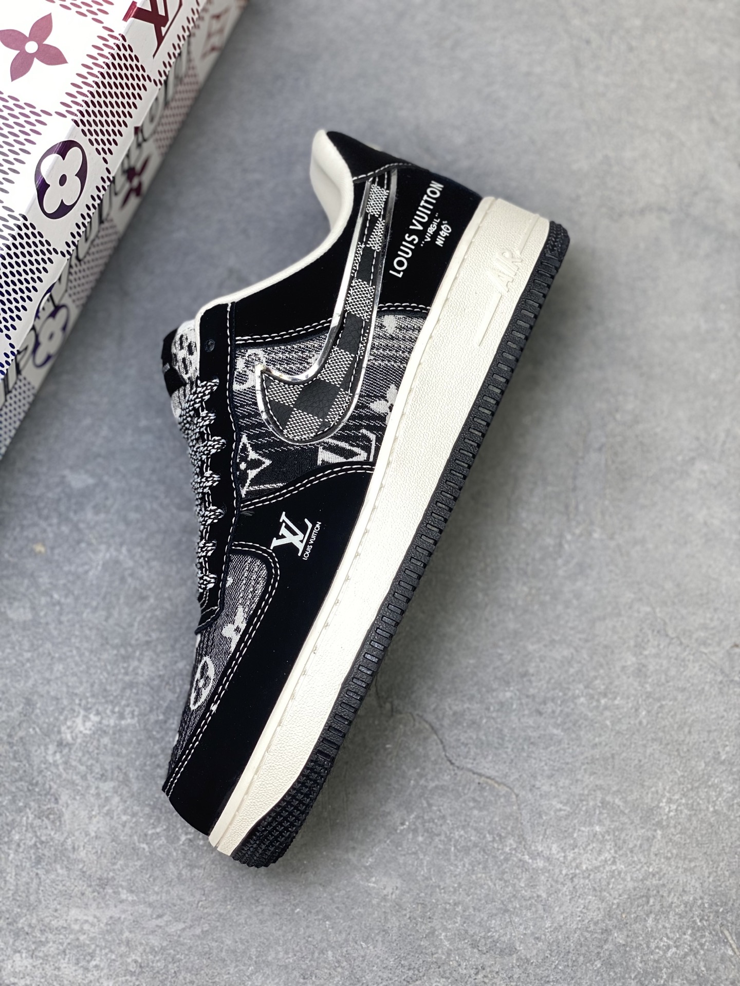 Louis Vuitton x Nike Air Force 1 Low Black Custom Sneakers Limited Edition 8 i1758298727884 6461 0 6