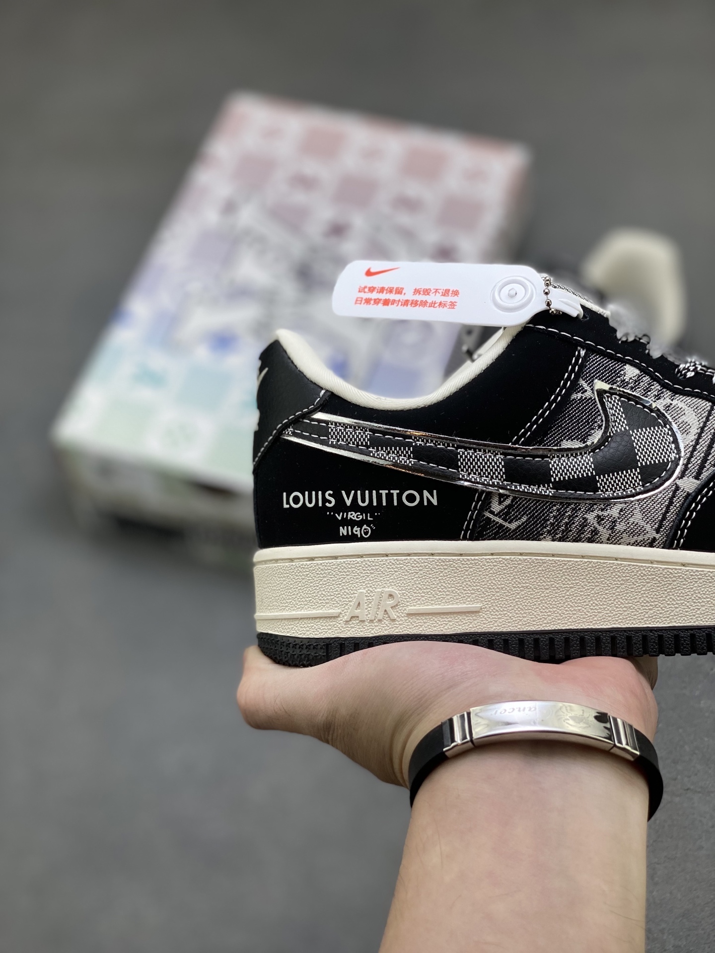 Louis Vuitton x Nike Air Force 1 Low Black Custom Sneakers Limited Edition 6 i1758298728057 2732 0 4