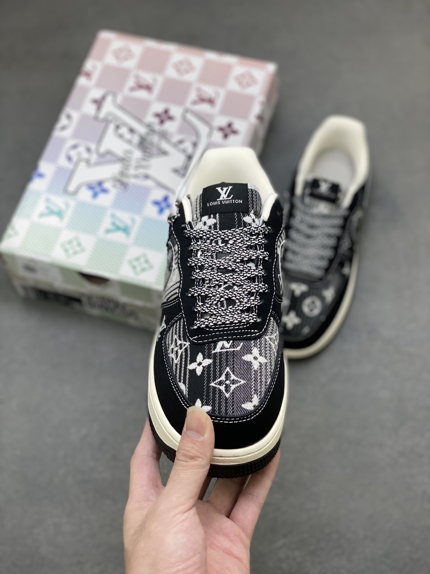 Louis Vuitton x Nike Air Force 1 Low Black Custom Sneakers Limited Edition 3 i1758298728120 8163 0 1