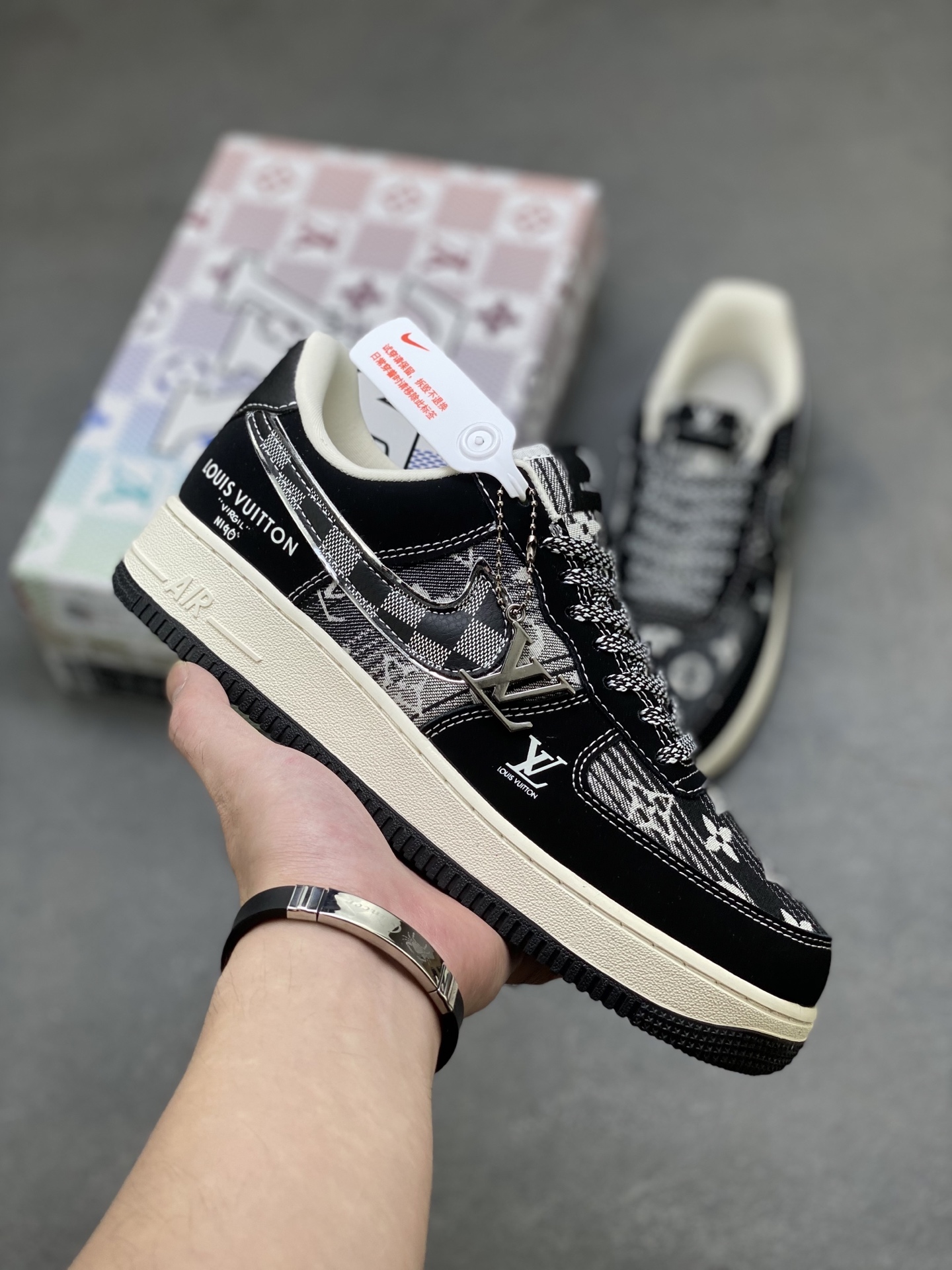 Louis Vuitton x Nike Air Force 1 Low Black Custom Sneakers Limited Edition 2 i1758298730417 919 0 0