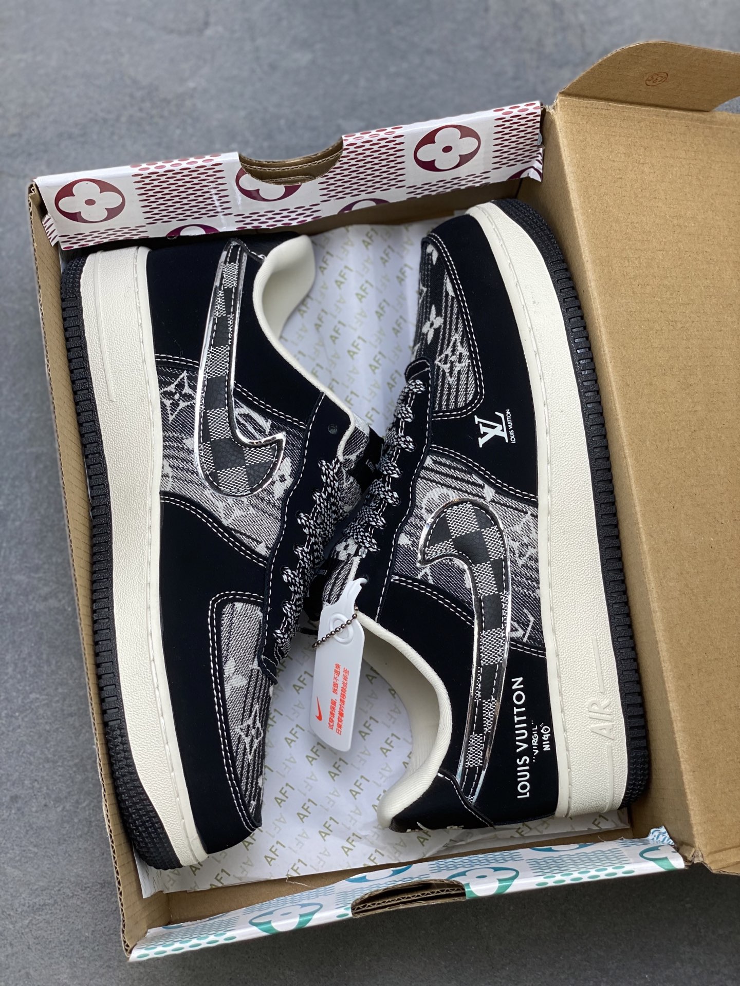 Louis Vuitton x Nike Air Force 1 Low Black Custom Sneakers Limited Edition 10 i1758298730554 4368 0 8