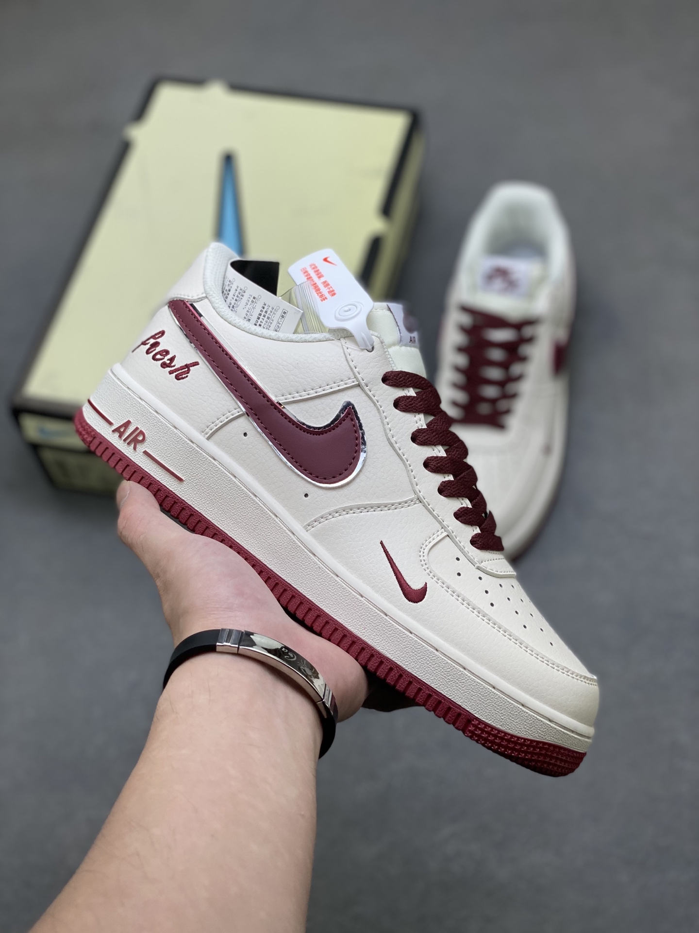 Nike Air Force 1 Low Cream Burgundy Sneakers Classic Style & Comfort 2 i1758558535277 424 0 0