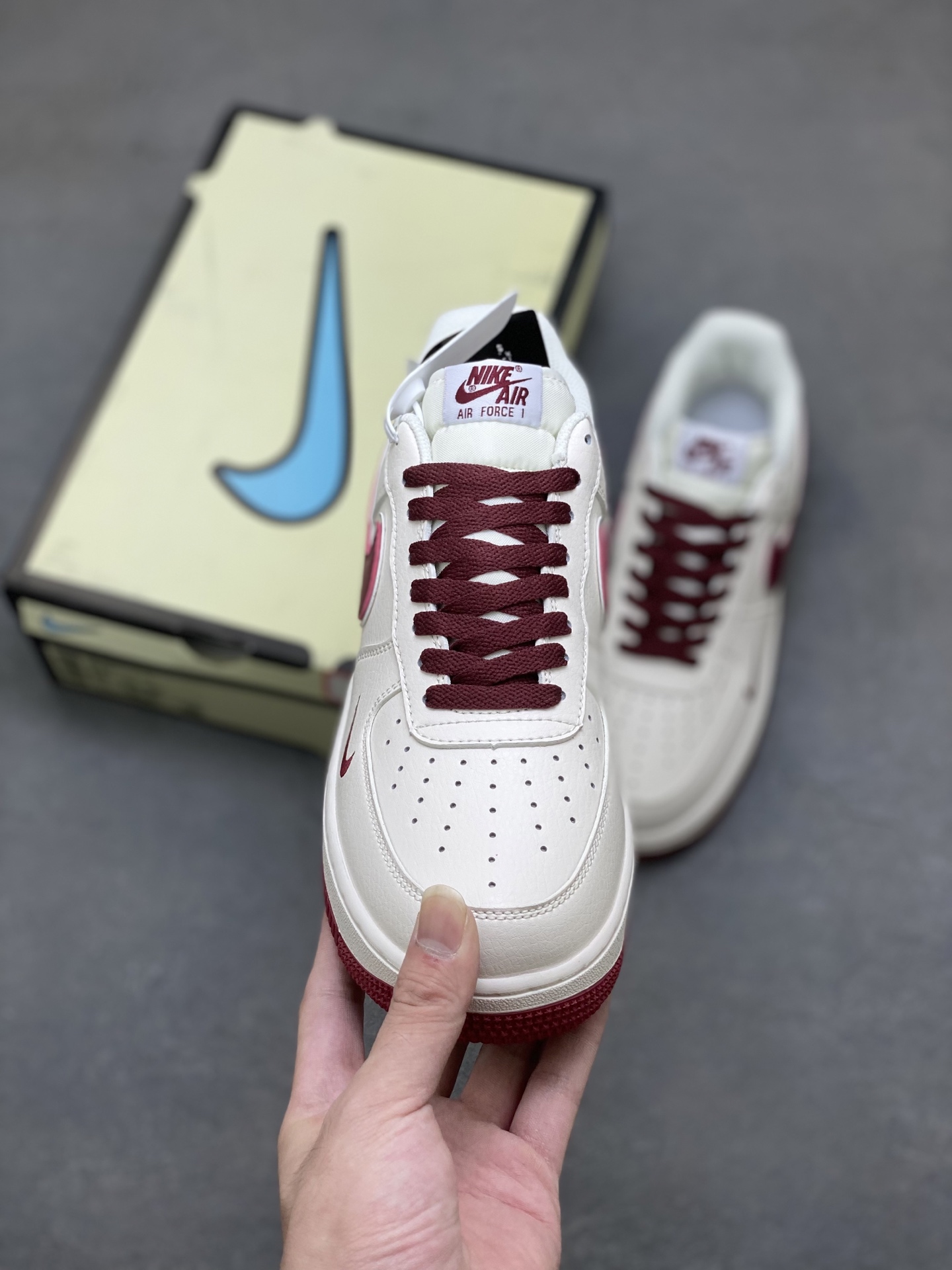Nike Air Force 1 Low Cream Burgundy Sneakers Classic Style & Comfort 3 i1758558535300 9742 0 1