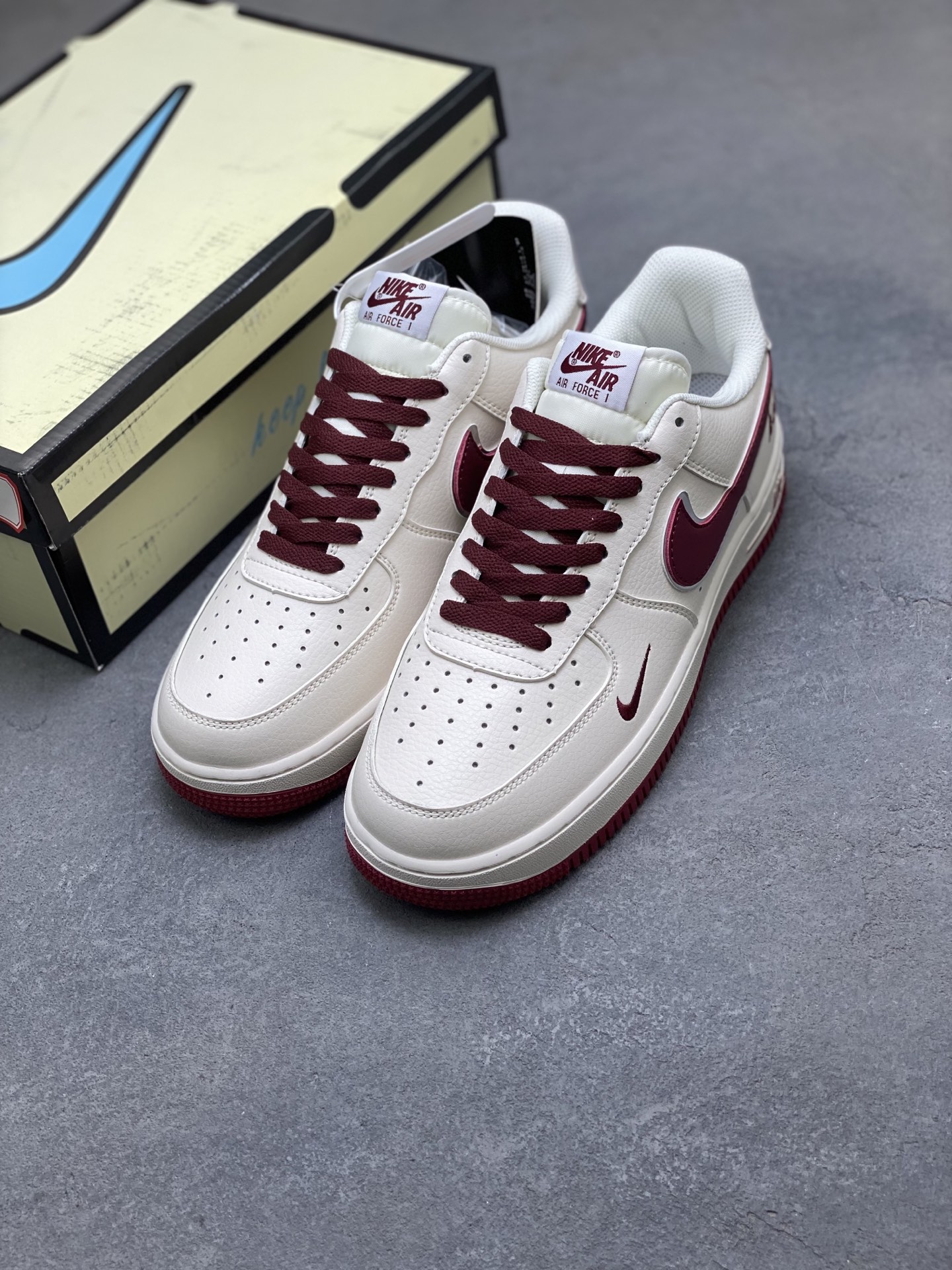 Nike Air Force 1 Low Cream Burgundy Sneakers Classic Style & Comfort 9 i1758558537389 1090 0 7